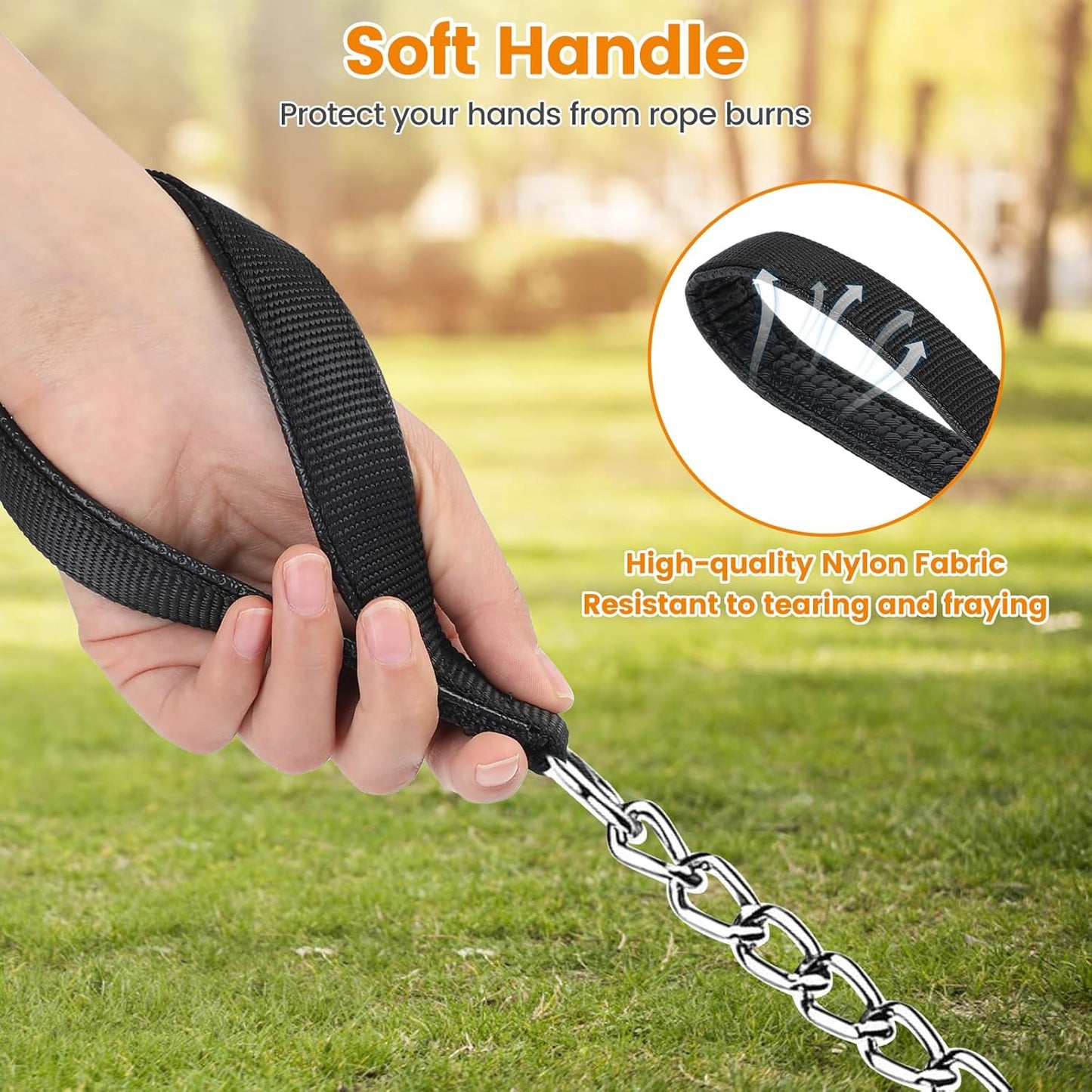 PETTOM Heavy Duty Metal Dog Leash, Chew Proof Chain Leash with Soft Padded Handle for Large & Medium Dogs, Training & Walking Chain Dog Lesh (6Ft/4.0mm, Black)