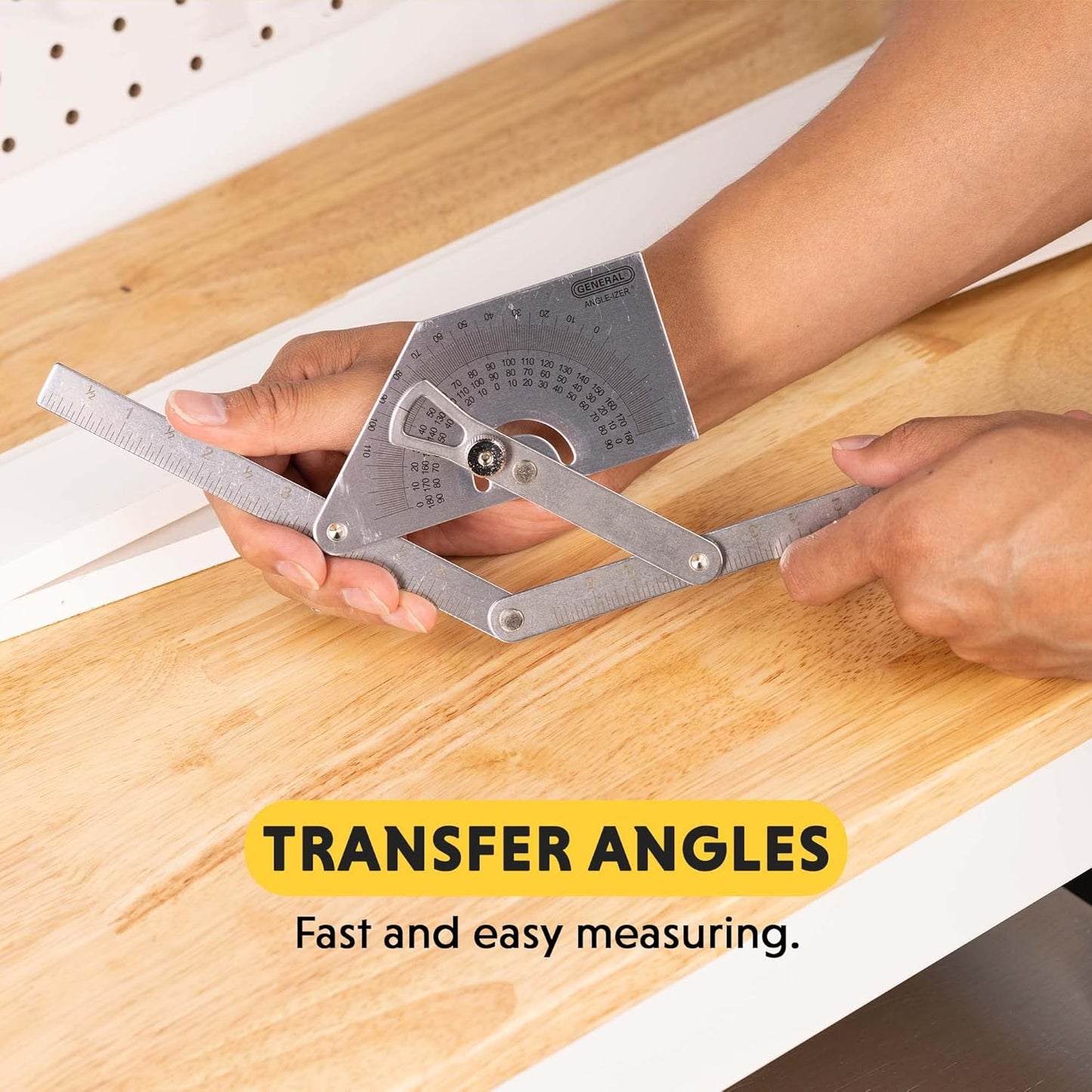 General Tools Protractor and Angle Finder #39, Stainless Steel, Outside, Inside, Sloped Angles, 0° to 180°
