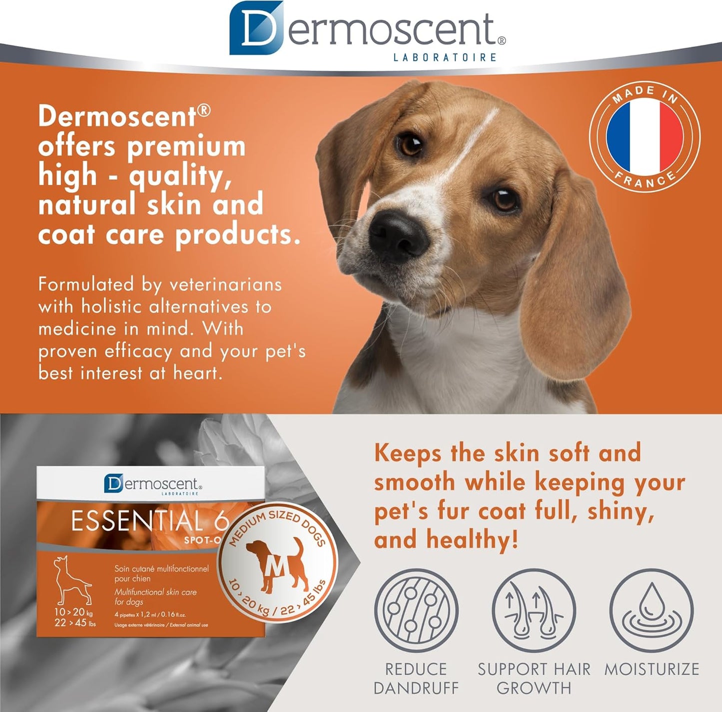 Dermoscent SpotOn Skin Care for Medium Dogs 22 to 44 lbs(10 to 20 kg)
