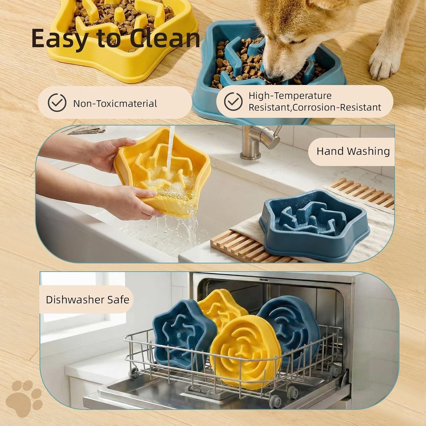 Slow swallowing Bowl for Dogs to Prevent Rapid Eating, Reduce gastrointestinal Burden and Bloating, Durable and Non-Toxic Material, Easy to Clean, Slow Feeding Bowl for Dogs. (Star Yellow, Star)