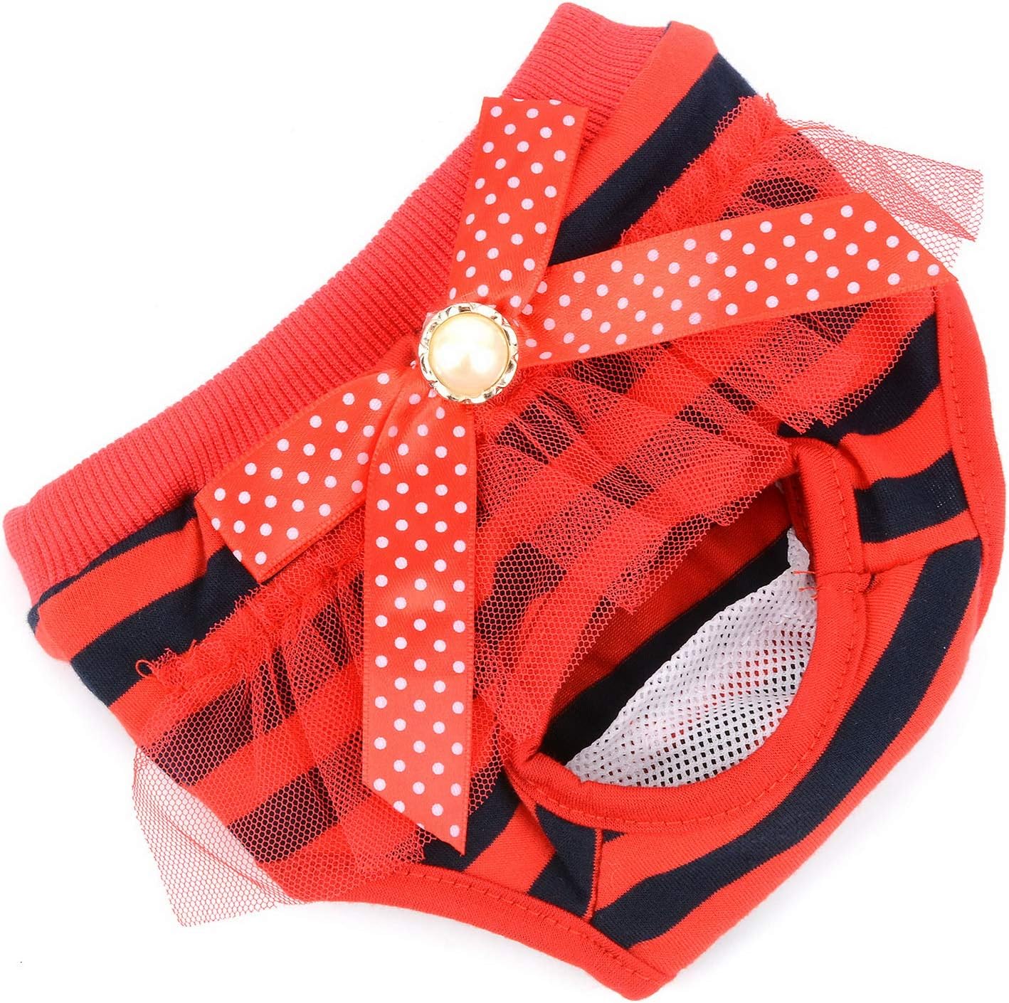 SELMAI Adorable Dog Physiological Shorts Diaper for Dogs Female in Heat Reusable Washable Doggy Kitten Underwear Pants for Small Medium Puppy Cat Girl Doggie Menstrual Nappies All Seasons Red XL
