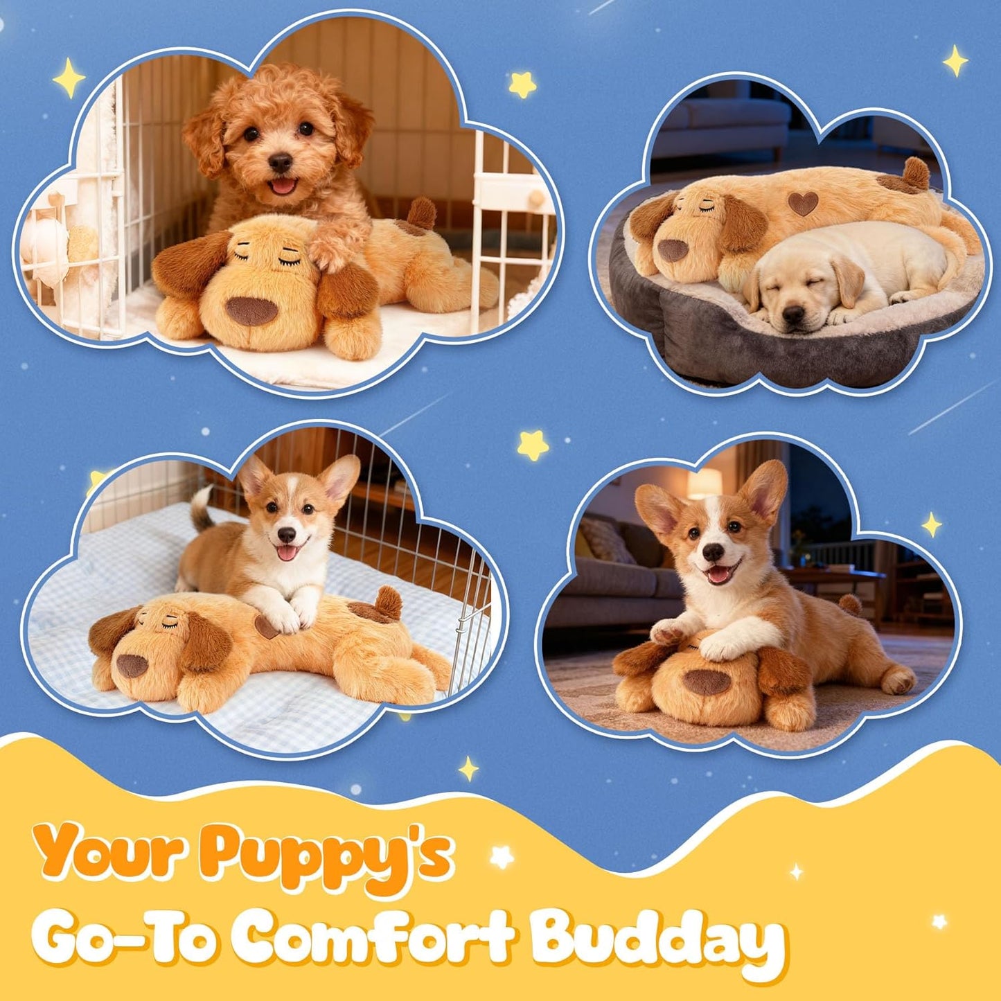 Heartbeat Puppy for Dogs, Lick Mats & Treat Ball– All-Round Calming Kit for Anxiety Relief, Sleep Aid & Behavior Training, Puppy Essentials to Keep Them Busy（4 Pcs）