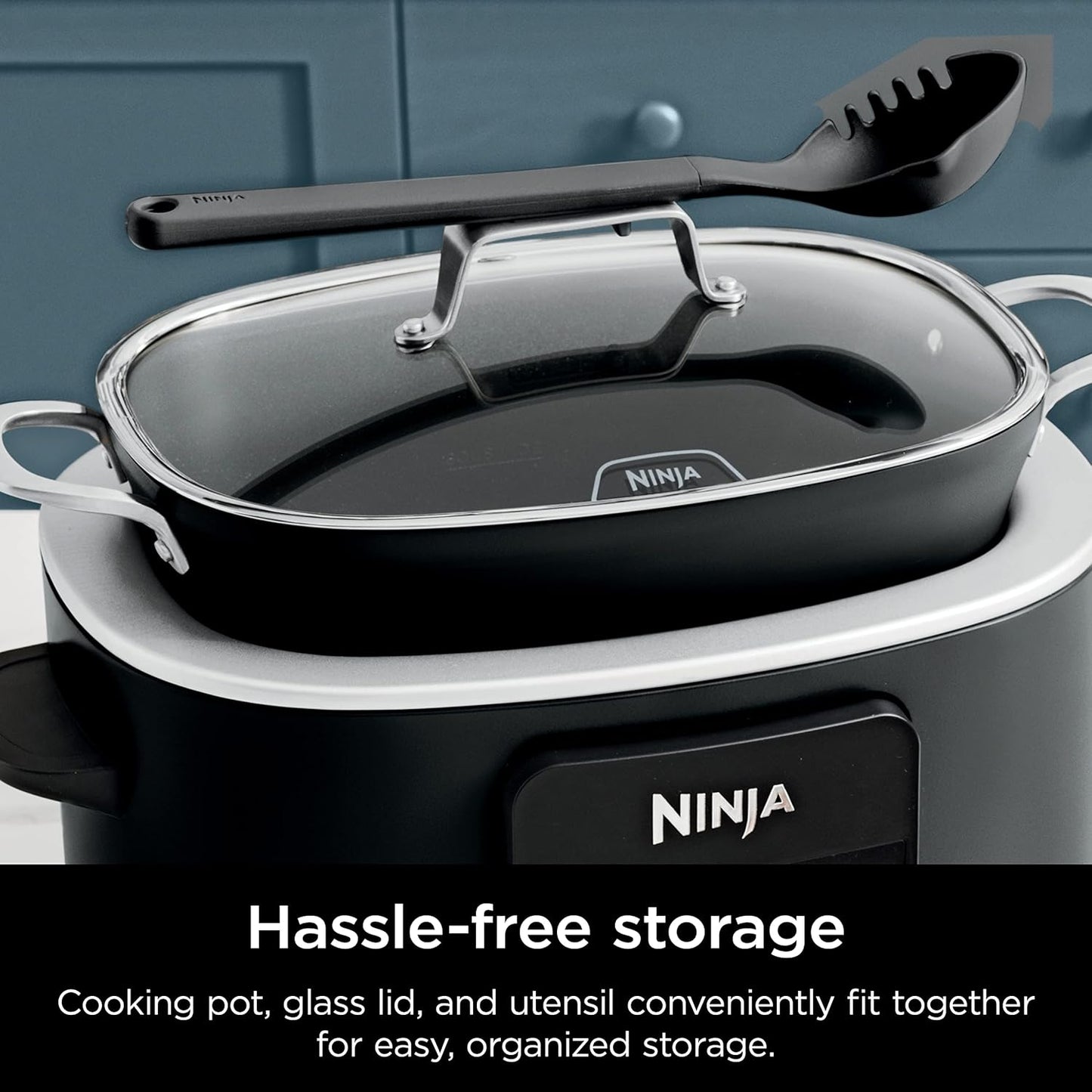 Ninja® 12-in-1 PossibleCooker™ PLUS | 8.5-qt - Sous Vide & Proof Multi-Cooker | Slow Cooker, Dutch Oven & More | Glass Lid & Integrated Spoon | Nonstick | Oven Safe Pot to 500°F | Black | MC1010