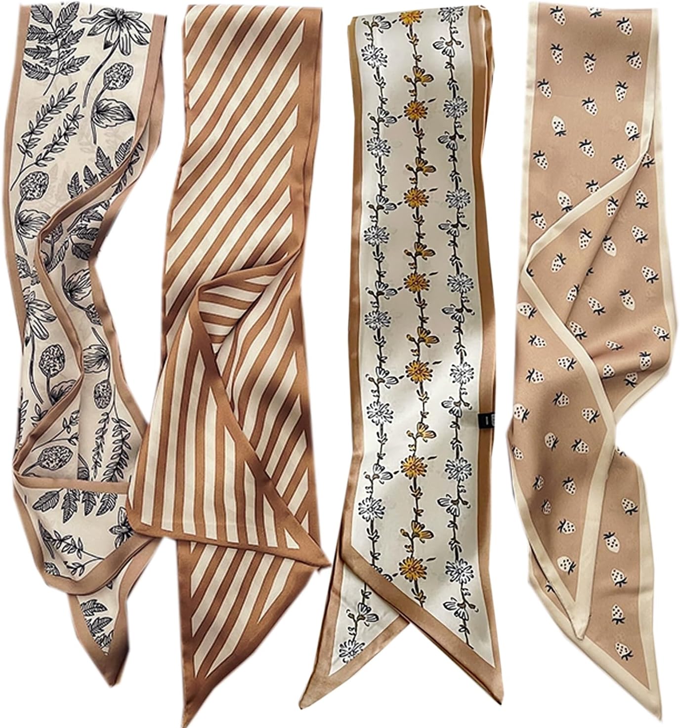 WENLOOY 4 Pack Purse Scarf Bags for Women Handbag Scarfs Band Lightweight Skinny Hair Neck Accessories Fashion Gifts