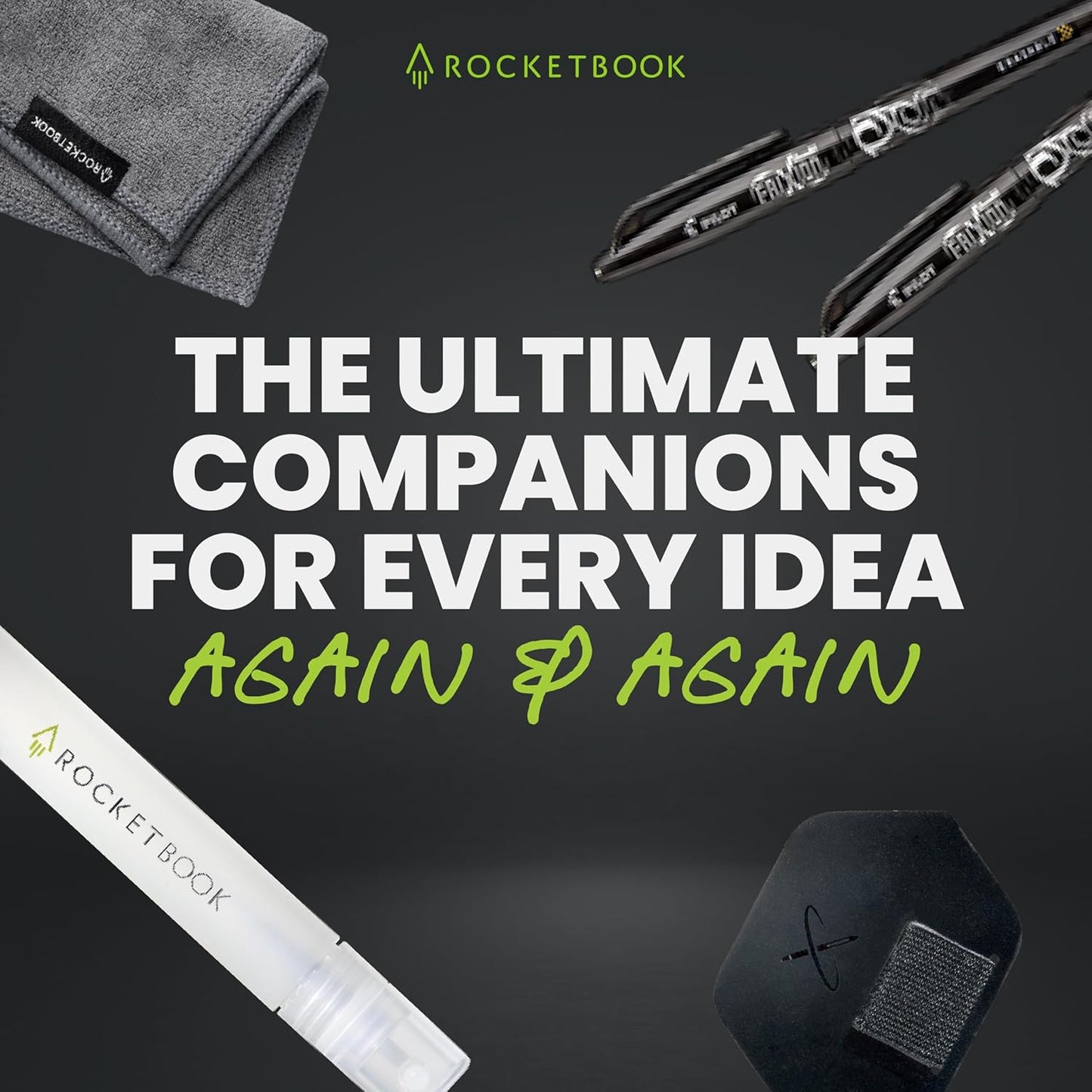 Rocketbook Accessory Kit – Complete Set with 2 FriXion Gel Pens, Spray Bottle, Microfiber Cloth & Pen Dock – Compatible with Rocketbook Notebooks & Planners for Effortless Organization Daily