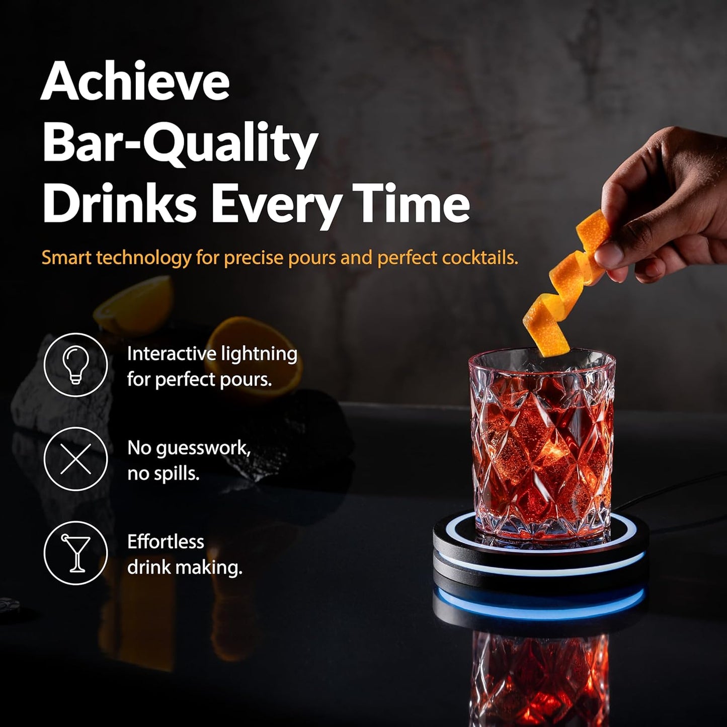 Barsys Smart Coaster 2.0 (Black) – Portable Cocktail Maker & Drink Mixer, App-Enabled Home Bartender Machine with 1000+ Recipes for Cocktails & Mocktails