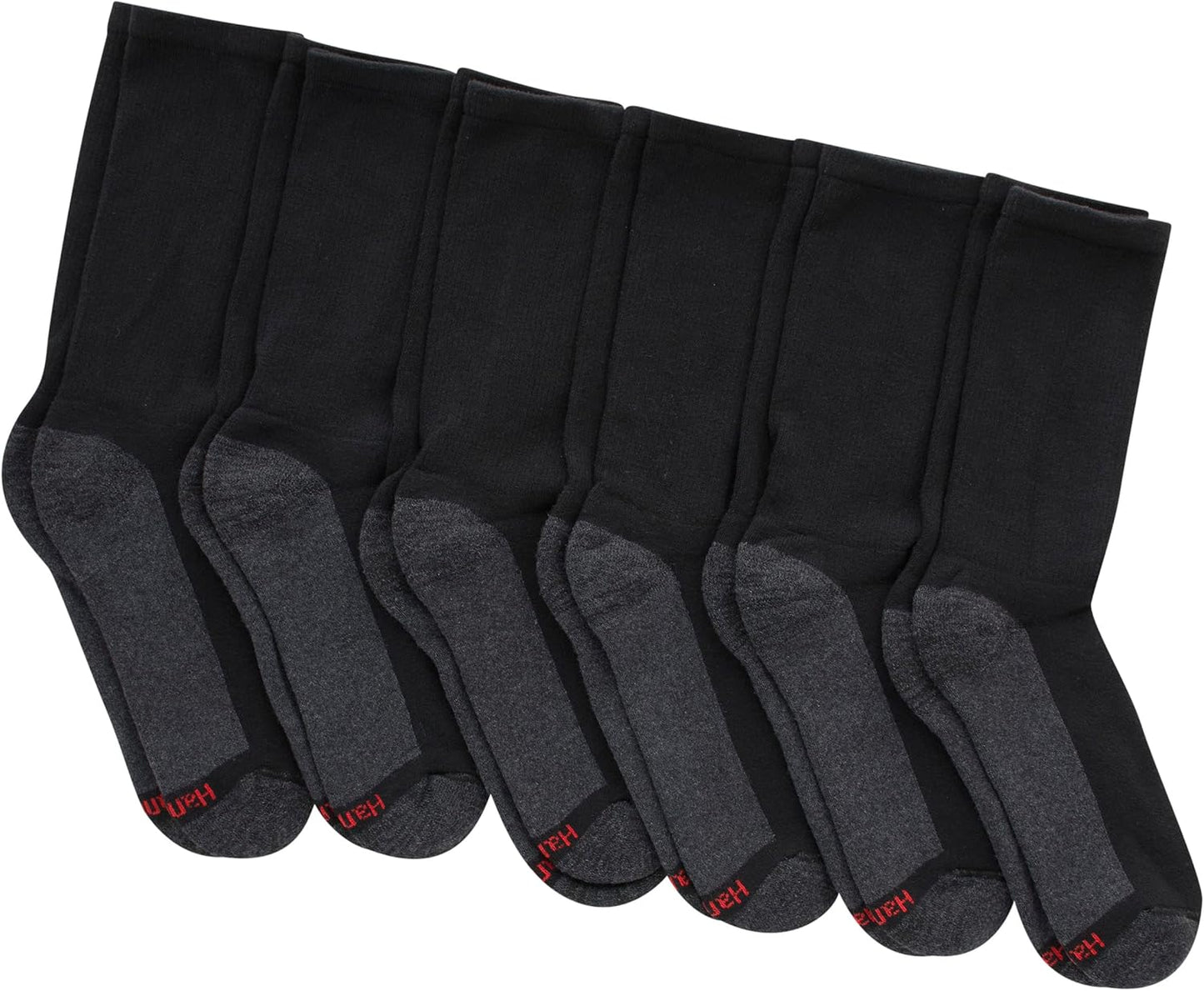 Hanes mens Max Cushioned Crew Socks, Moisture-wicking With Odor Control, Multi-packCrew Sock