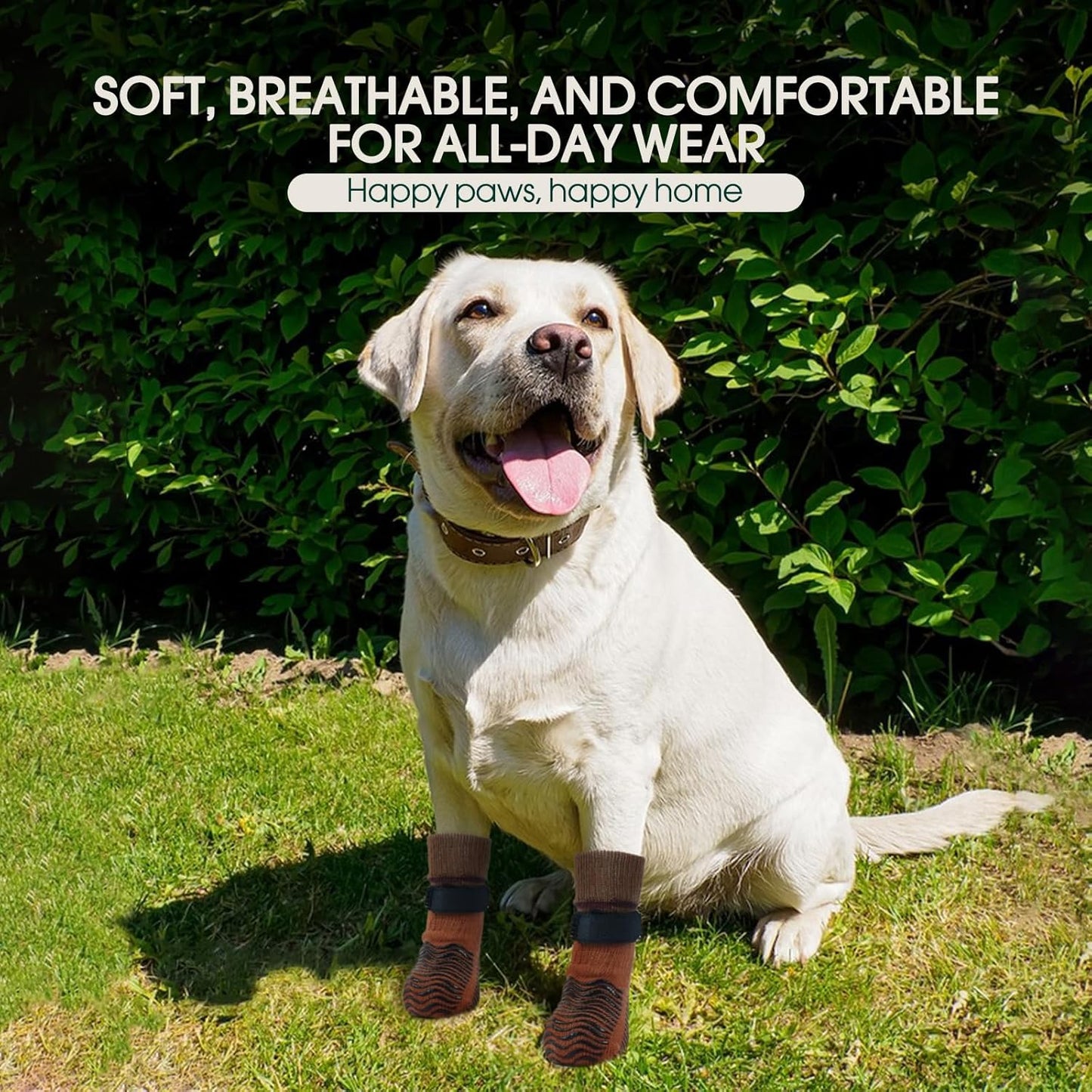 Kuoser Non Slip Dog Socks for Hardwood Floors, Anti-Slip Dog Grippy Socks to Prevent Licking Paws, Double-Sided Traction Dogs Booties Paw Protectors for Small Medium Large Senior Dogs, 4 Pack-Brown XS