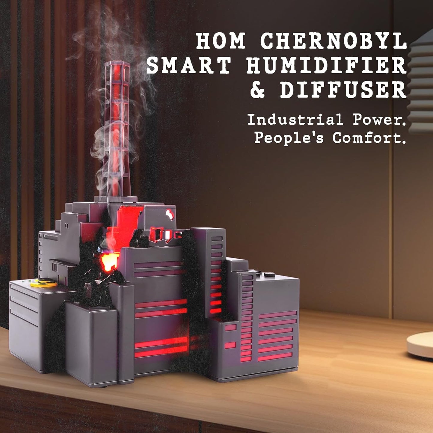 HOM Chernobyl Smart Diffuser & Humidifier – 250ML Ultrasonic Mist Machine with 7 LED Lights, App Control, Auto Shut-Off – Aromatherapy Essential Oil Diffuser for Home, Bedroom, etc. – Oil Not Included
