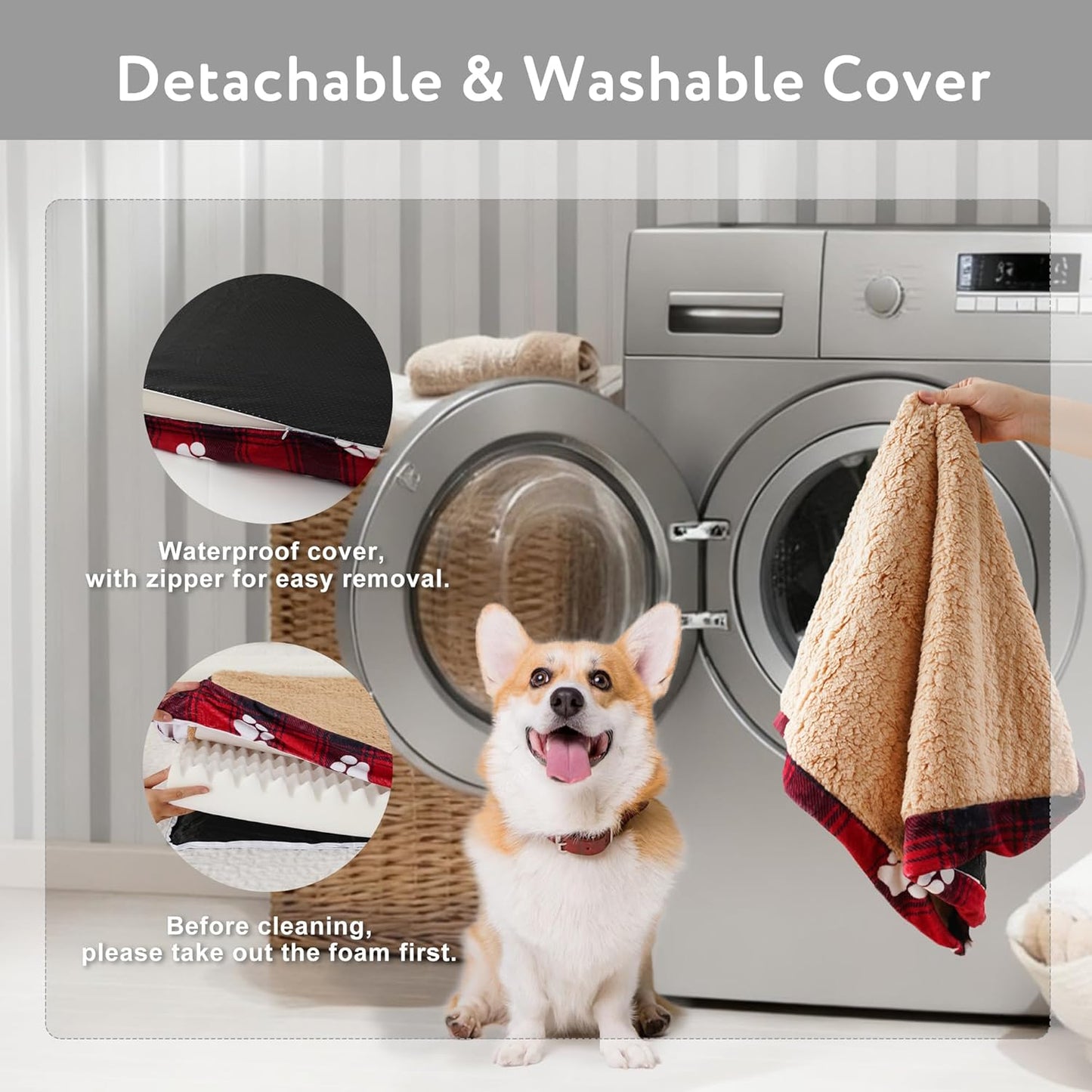 Waterproof Orthopedic Dog Bed for Extra Large Dogs 41x27x4 Inch - Egg Crate Foam Pet Crate Bed with Removable Washable Cover, Plush Top Anti-Slip Bed Mat, Chocolate