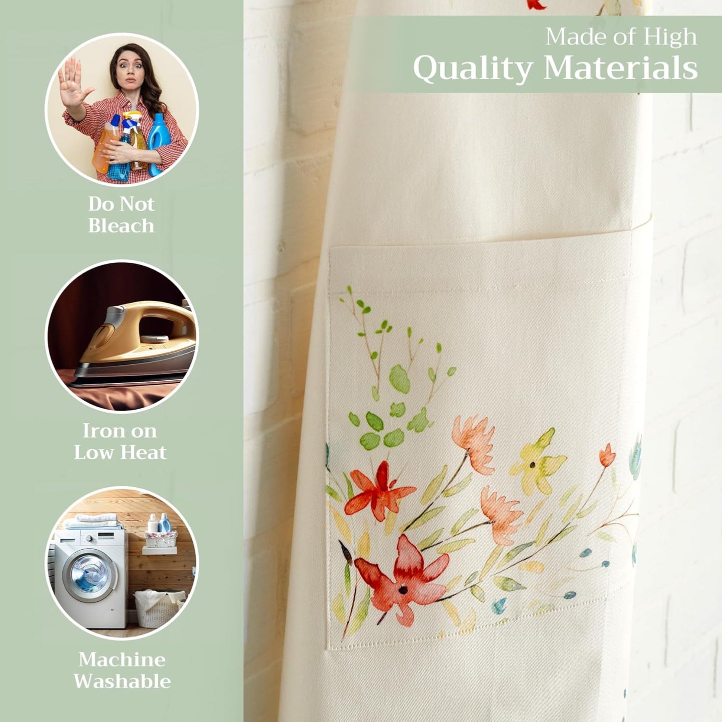 Maison d' Hermine 100% Cotton Apron for women with Pocket Kitchen Chef Apron for Men Cooking Easter Decorations