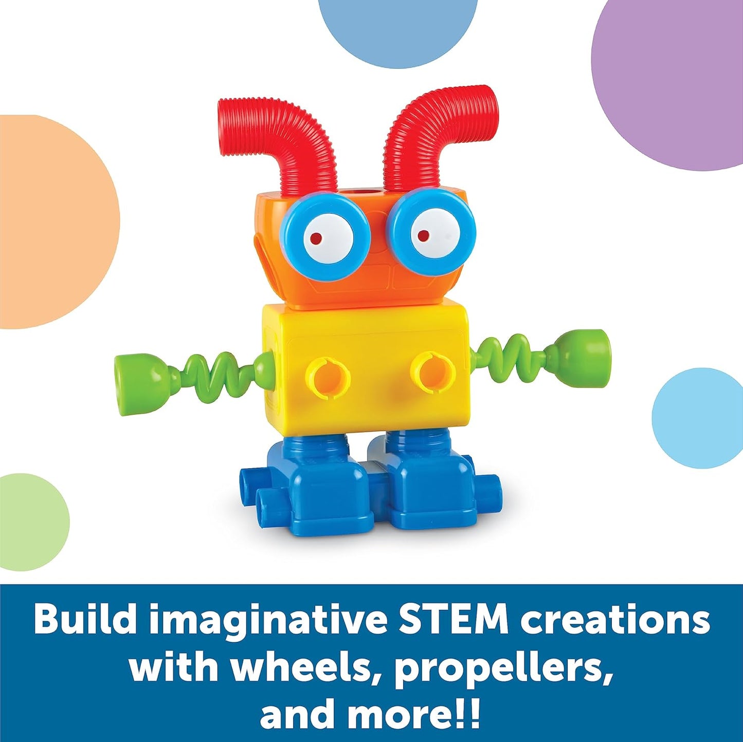 Learning Resources 1-2-3 Build It! Robot Factory - Building Toys, Early Engineering and Science, STEM Activities, Fine Motor Skills, Toddler Explorer Kit, Construction Bots, Boys and Girls Gifts