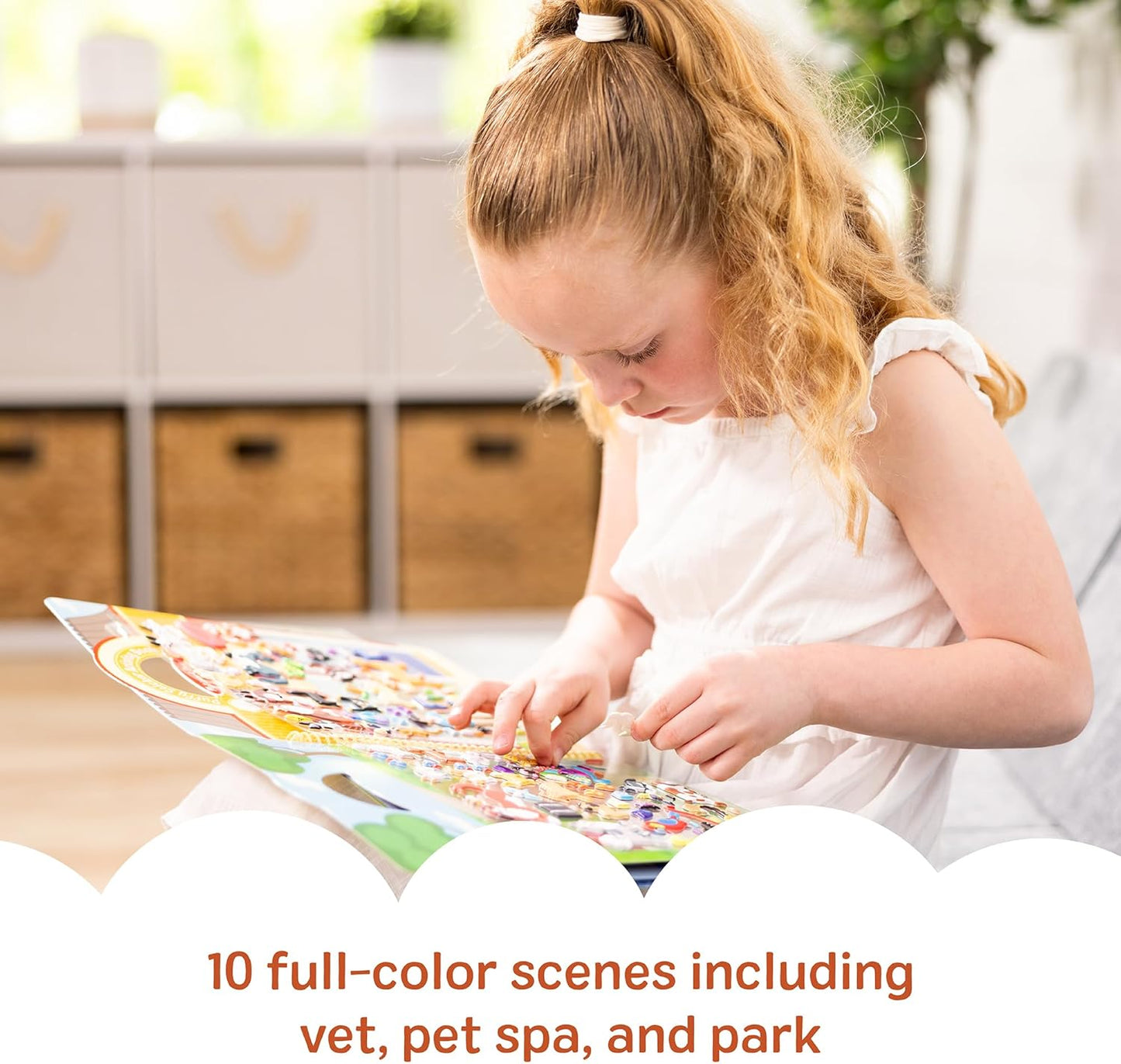 Melissa & Doug Pet Place Puffy Sticker Activity Book – 115 Reusable Stickers with 10 Background Scenes, Pet-Themed Mess Free Travel Toys for Kids Ages 4+ - FSC Certified