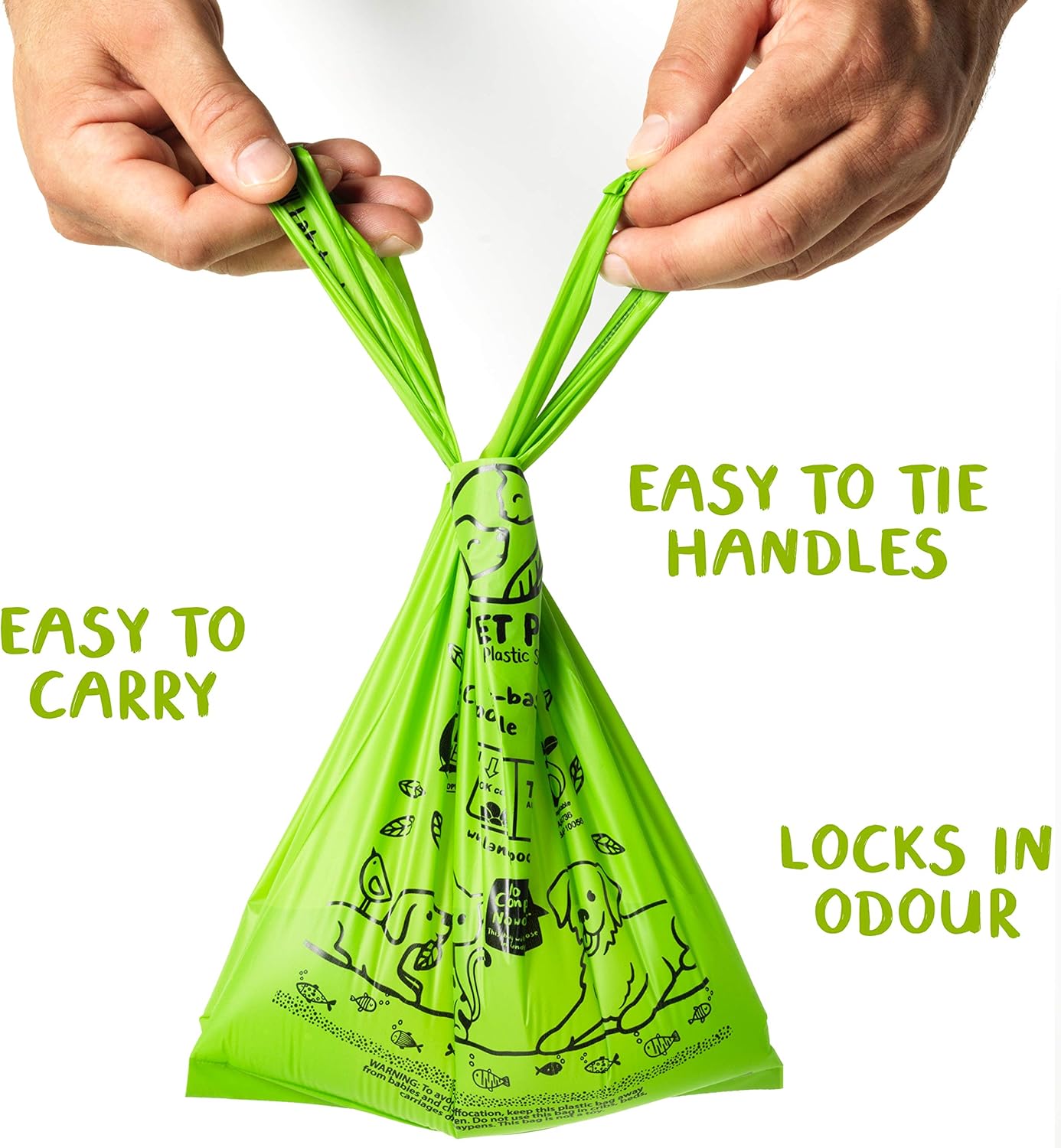 PLANET POOP Home Compostable Dog Poop Bags with Handles, Standard Size 180 Count, Un-Scented Dog Waste Bag, Thick Leakproof Doggy Cat Bag, Plant-Based Green Pet Supplies