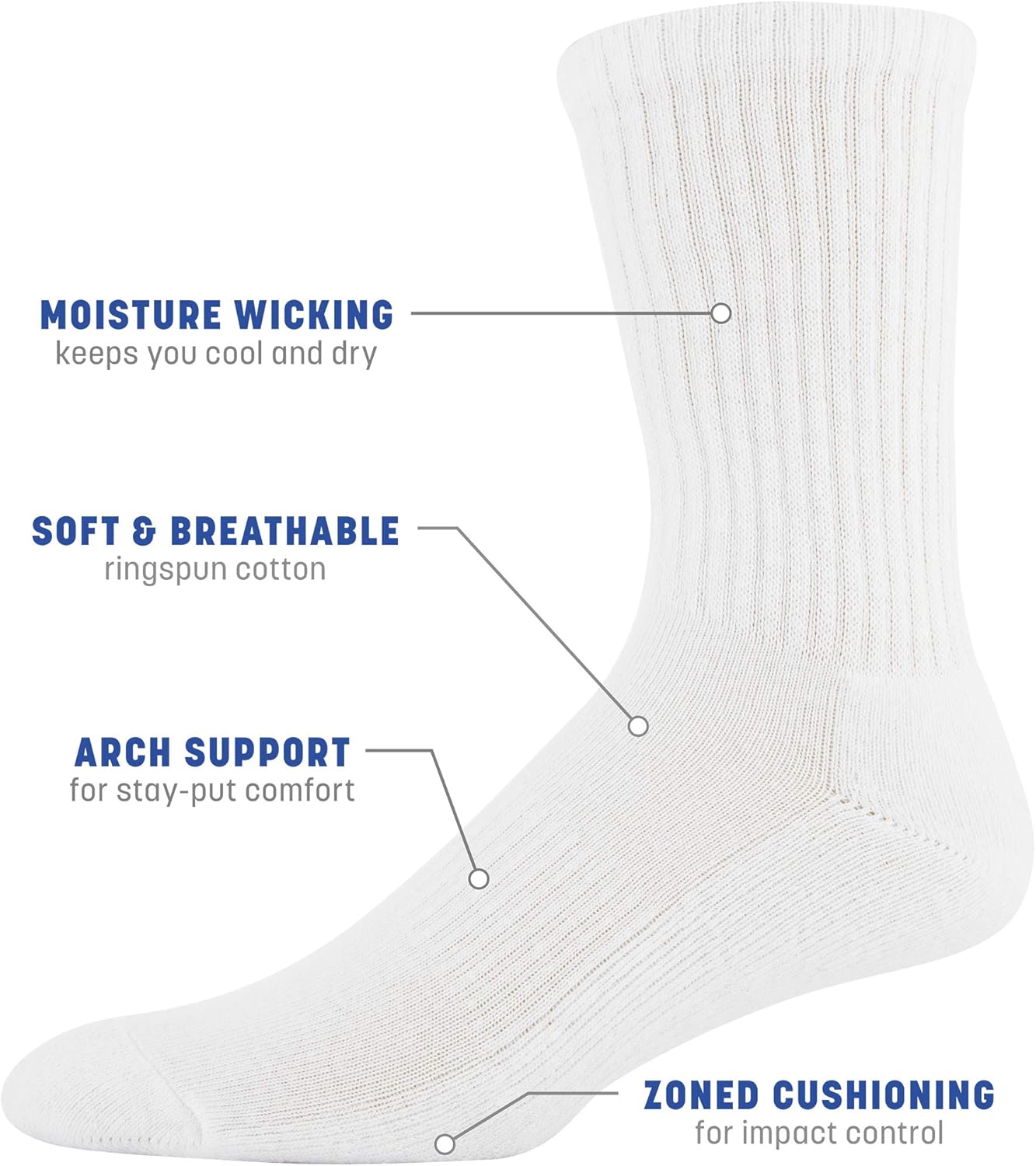 Gildan Men's Active Cotton Crew Socks (10-Pack)