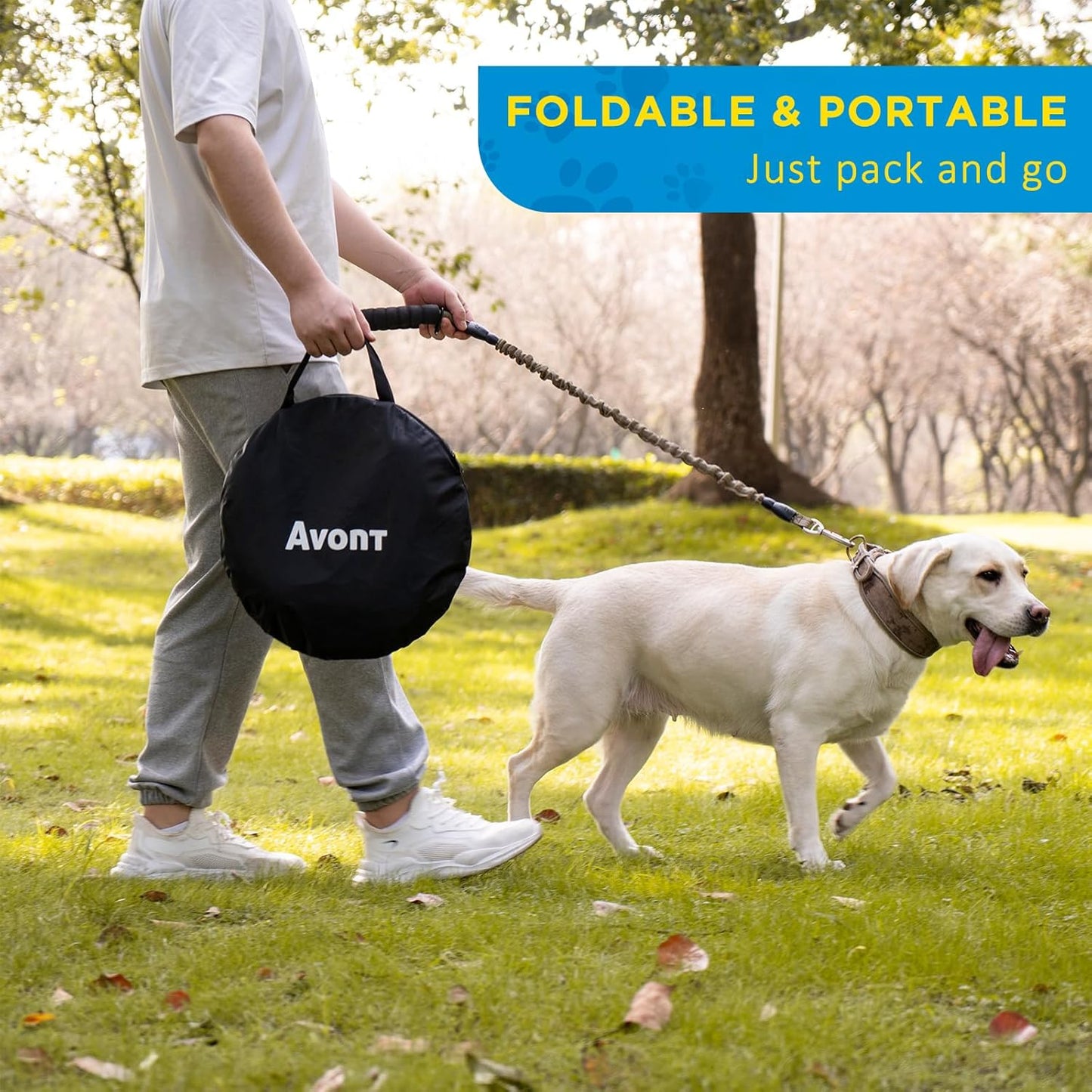 Avont Portable Dog Cat Playpen, Foldable Pop Up Pet Play Pen Travel Crate with Floor and Mesh Door Top for Indoor Outdoor Collapsible Tent Cage -L, Blue