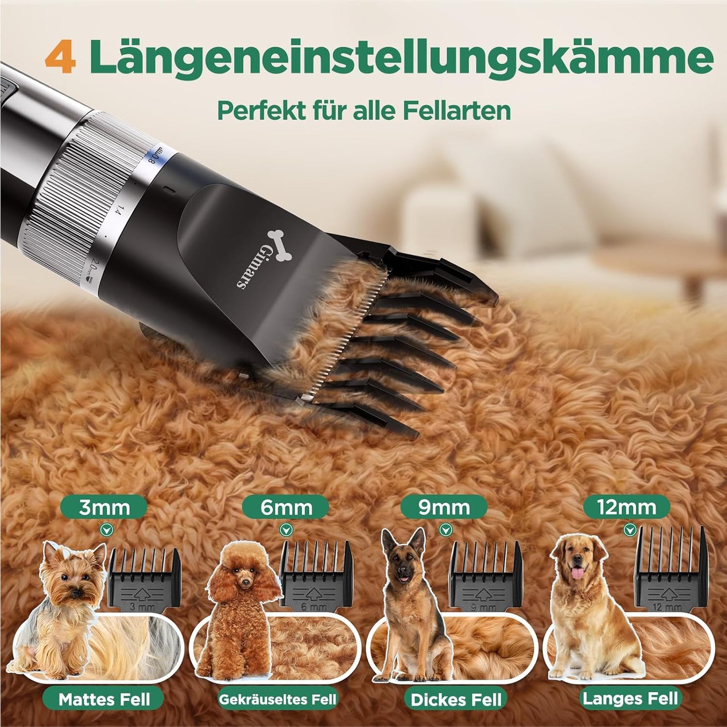 Gimars 2 in 1 Dog Clippers with Stainless Steel Dog Grooming Scissors Kits - Silver