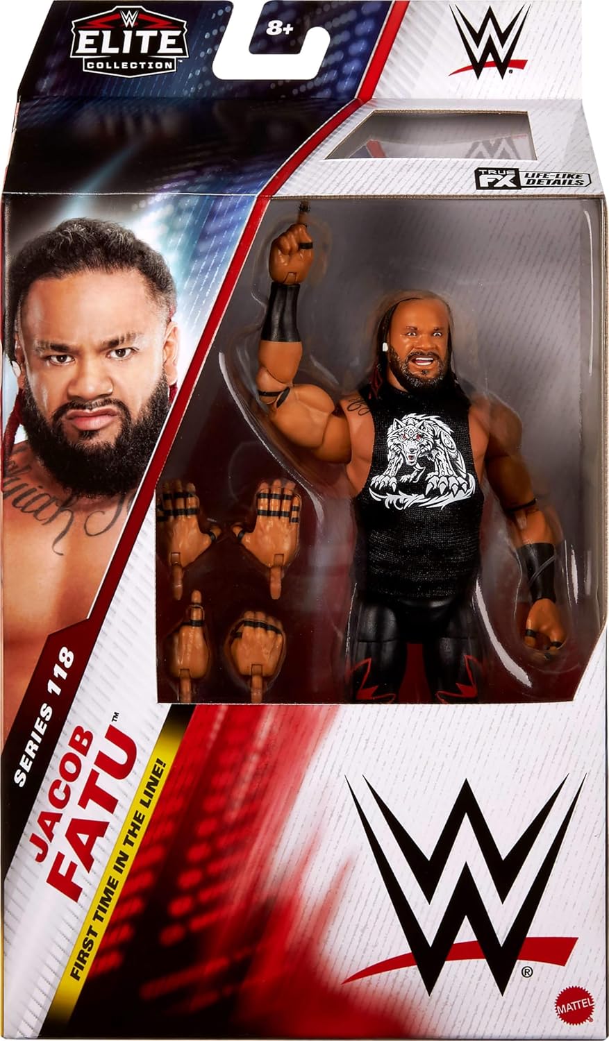 Mattel WWE Elite Action Figure & Accessories, Series #118, 6-inch Collectible Jacob Fatu with 25 Articulation Points & Swappable Hands