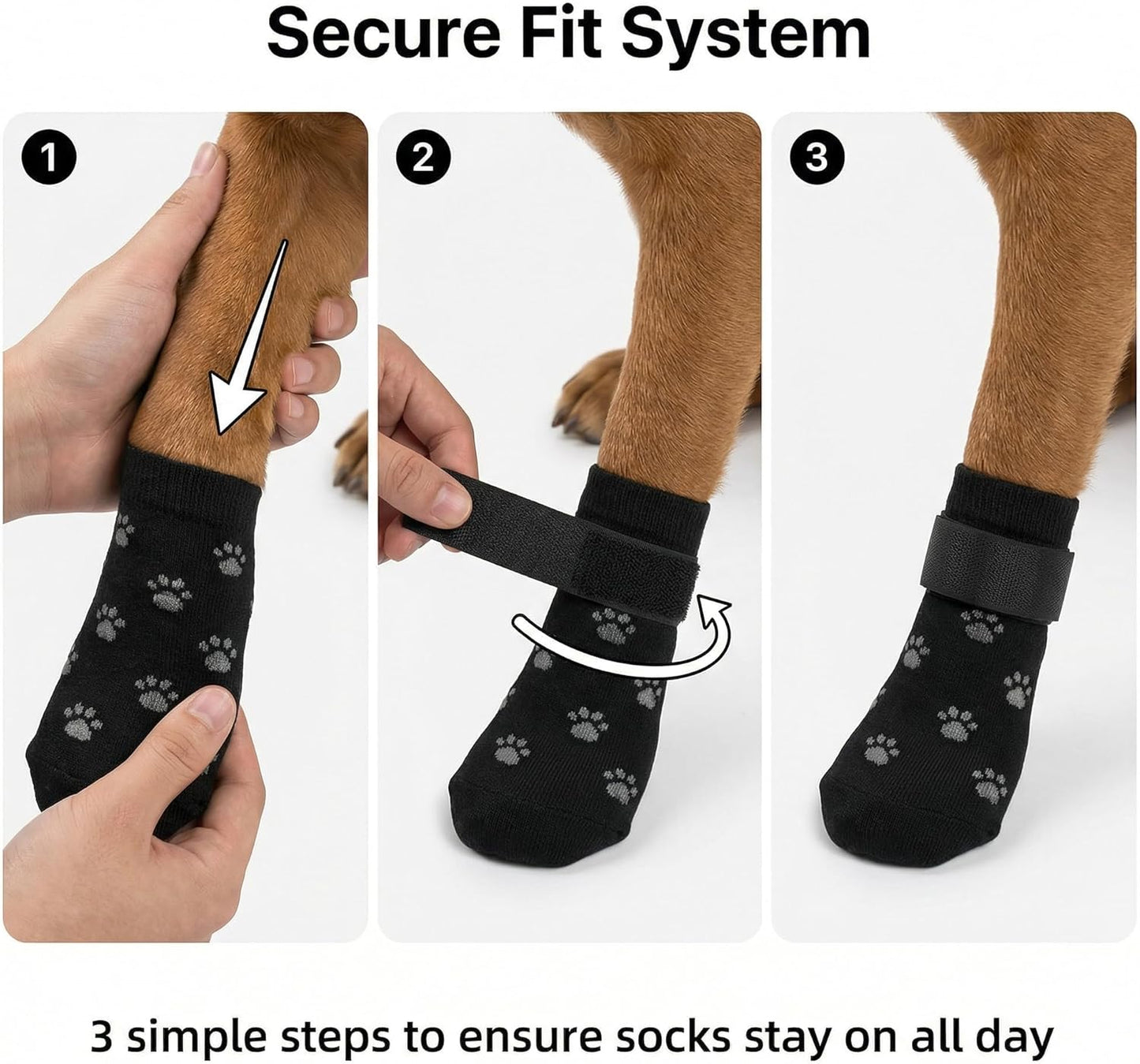 Advanced Anti-Slip Dog Socks & Dog Boots, Adjustable Dog Shoes for Hardwood Floors, Soft Fabric Paw Protectors for Senior Dogs Matching Owner Socks Gift Set (Size L)