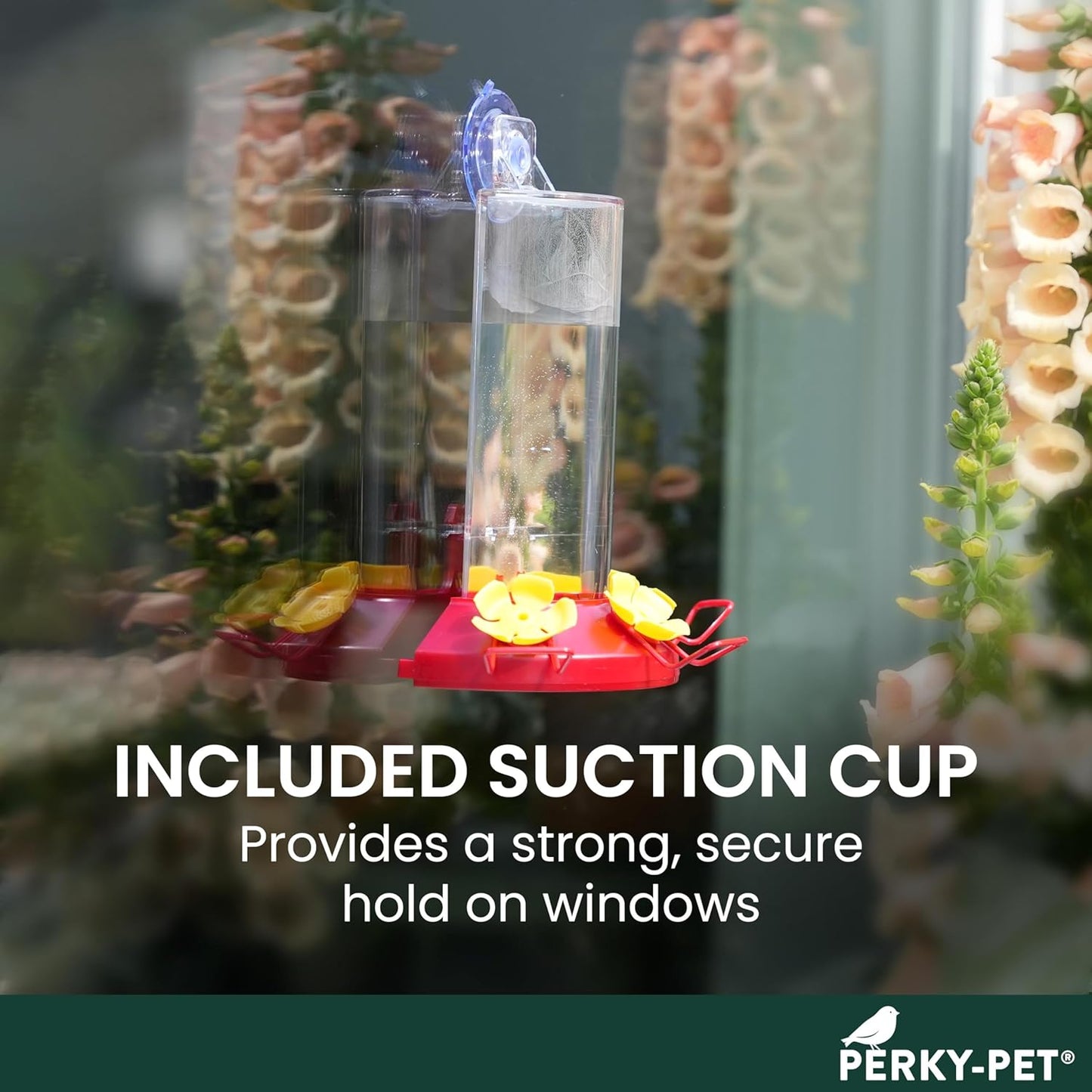 Perky-Pet Plastic Window Mount Hummingbird Feeder with Perches - 8 oz Hummingbird Nectar Capacity, 217 - Hummingbird feeders for outdoors