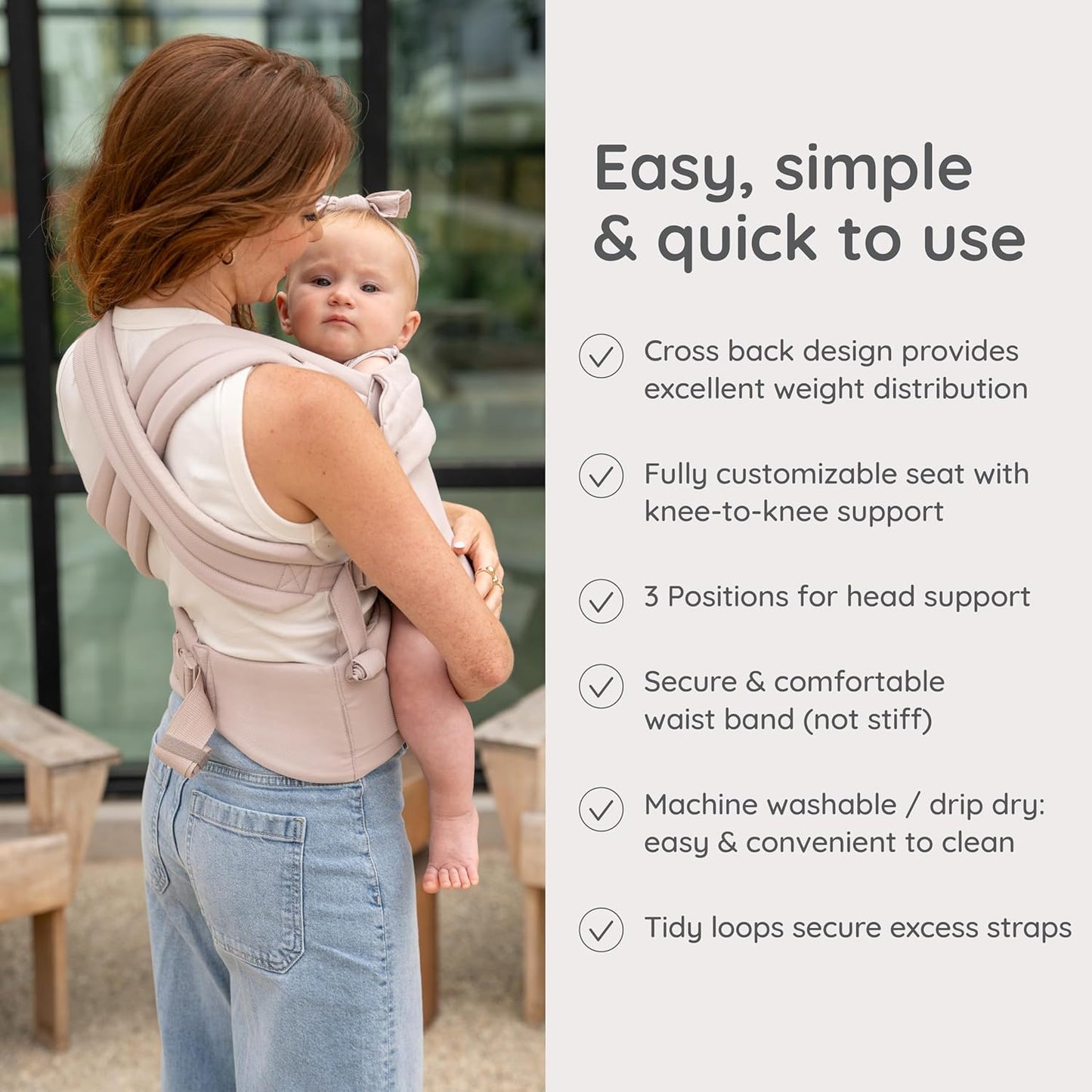 Infantino Honey Blossom Baby Carrier, Ergonomic Infant to Toddler Carrier, Hip Healthy “M” Position Support, Adjustable Sliding Seat, Padded Cross-Back Straps, 7-40 lbs, Toasted Almond
