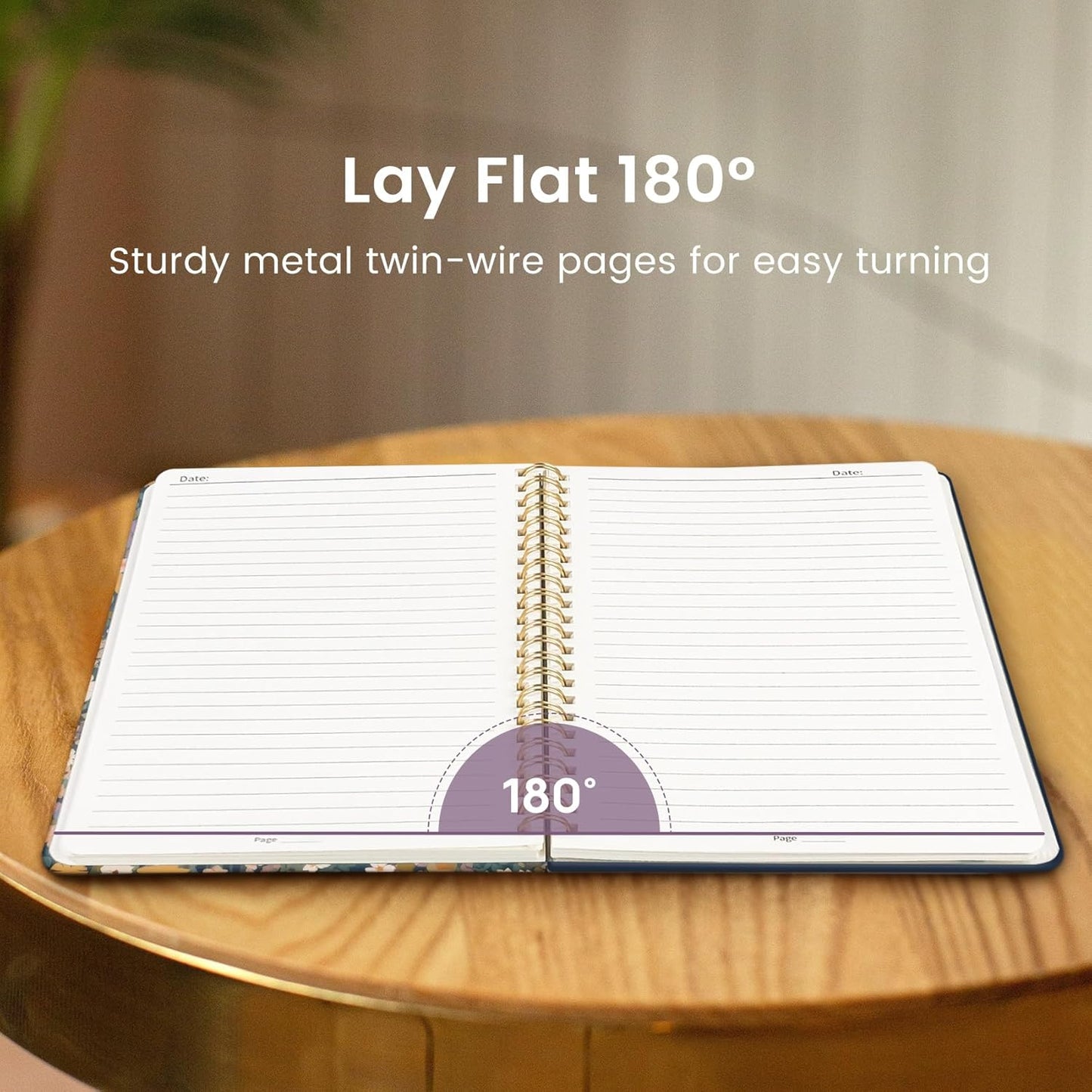 Taja Lined Spiral Journal Notebook for Women, A5 Cute College Ruled Hardcover Notebook for Work & Note Taking, Pretty Journal for Writing, 140 Pages, Flower Garden