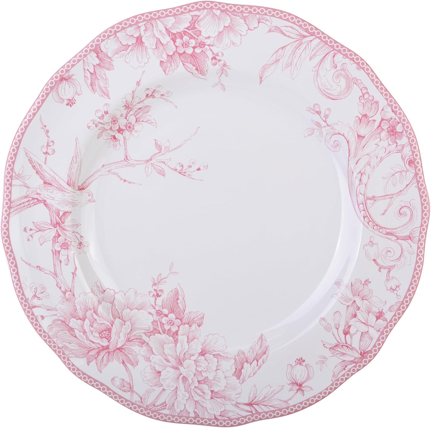 222 Fifth Adelaide Blush 12-Piece Pink Porcelain Dinnerware Set – Service for 4, Big Dinner Plates and Bowls Sets, White with Pink Floral Pattern, for Daily Entertainment, Microwave & Dishwasher Safe