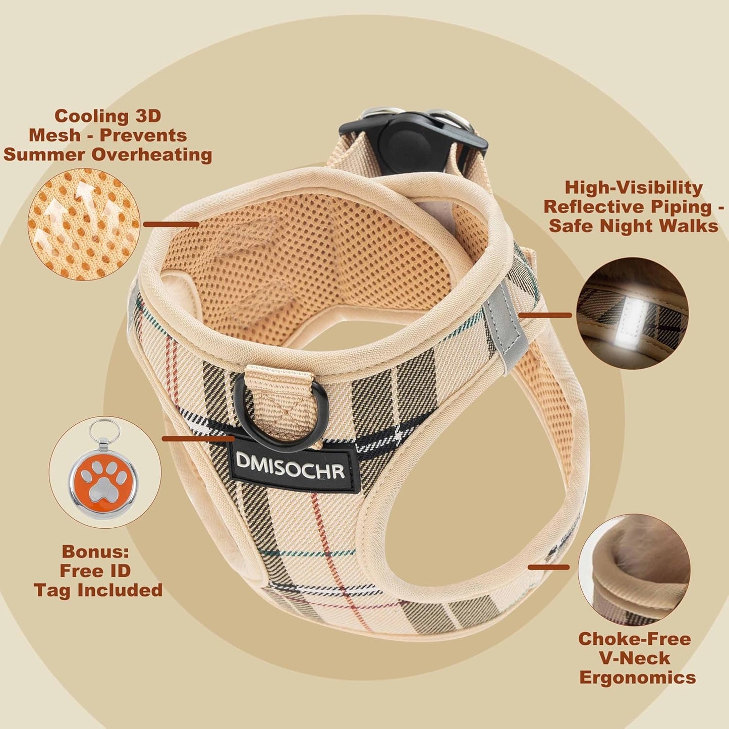 Escape-Proof Small Dog Harness - No-Choke Step-in Mesh Vest with 360° Reflective Strips, Soft Padded Breathable Harness for Anxious Dogs, Puppies & Active Breeds, Fits Corgi, Pug, Frenchie S