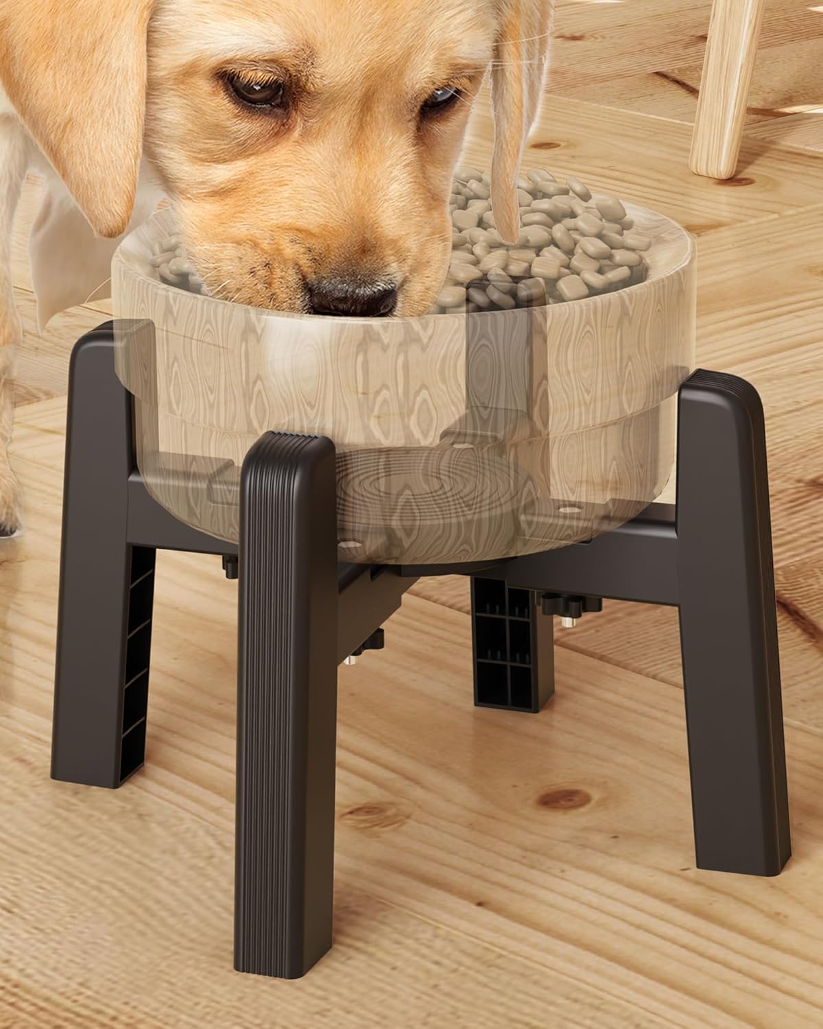 CZPET Elevated Dog Bowl Stand, Stand Only, Width Adjustable, Lifted Raised Dog Food & Water Feeder Stand for Large Bowls