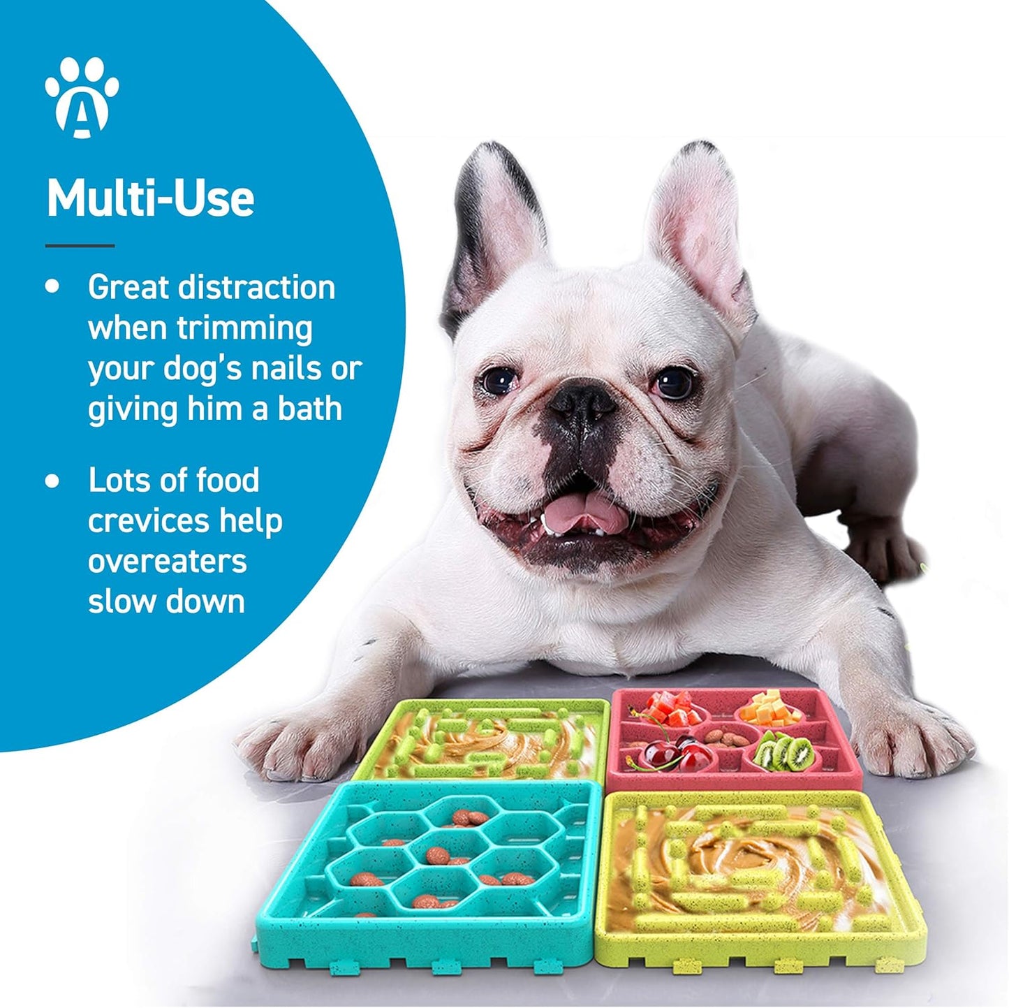 Any Pet Slow Feeding Mat - Tray, Slow Feeder Dog Bowls, Anxiety Relief Feeding Mat with Suction