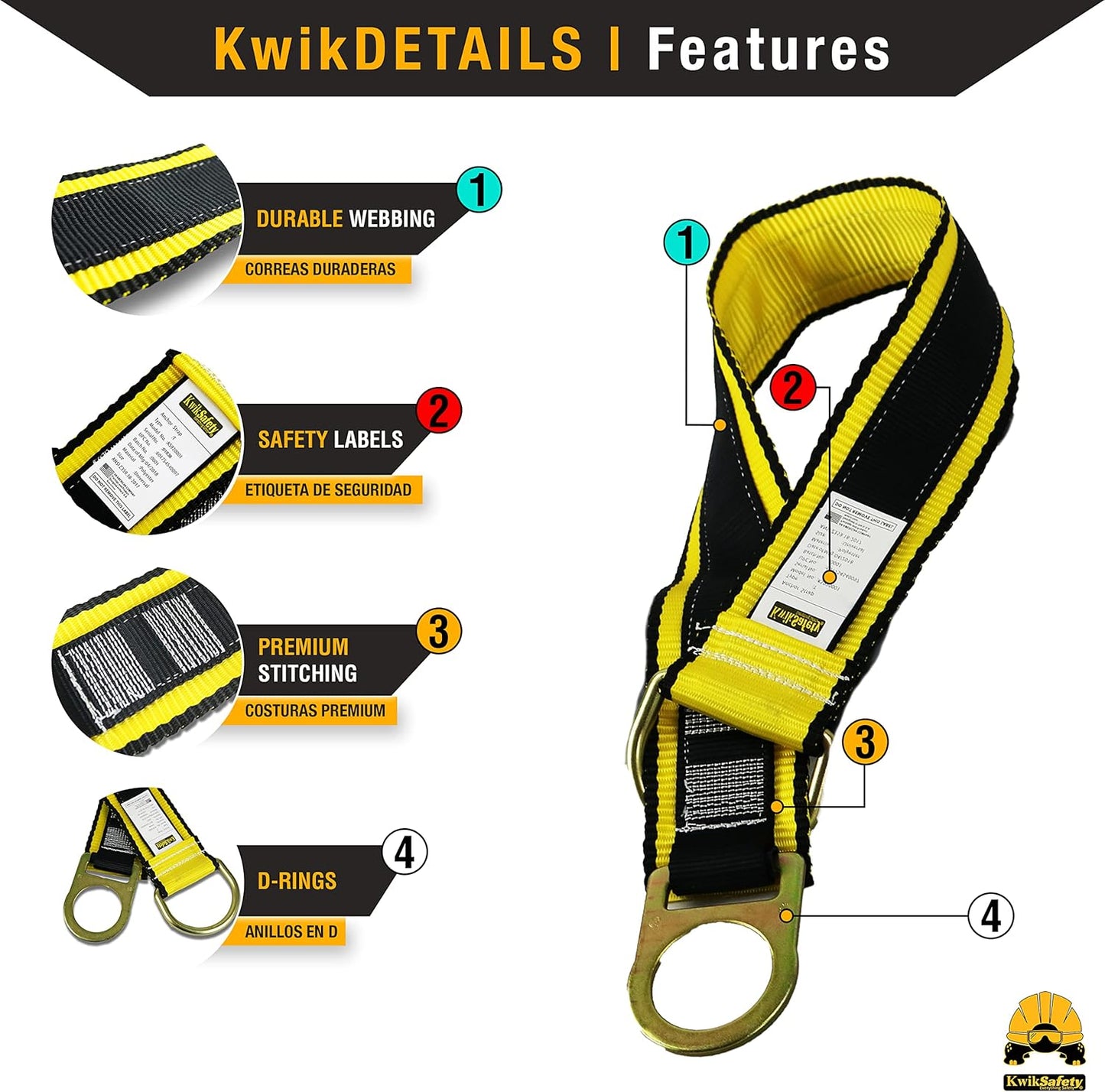 KwikSafety - Charlotte, NC - Gibbon Grip 6 ft Safety Anchor Cross Arm Strap Beam Choker ANSI Fall Arrest System Web Pass Thru Double D Ring Anchorage Sling OSHA Protection Harness Lanyard