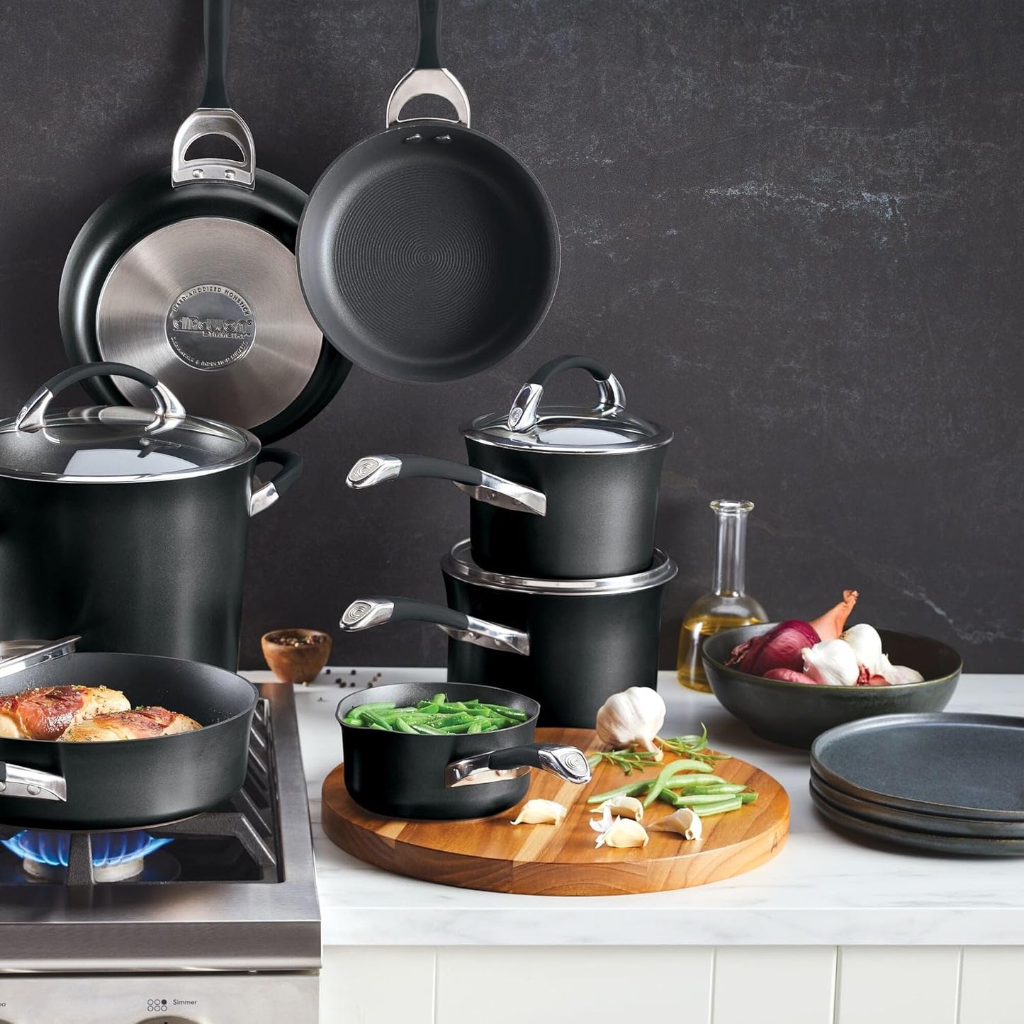 Circulon Symmetry Hard Anodized Nonstick Cookware Pots and Pans Set, 11-Piece, Black