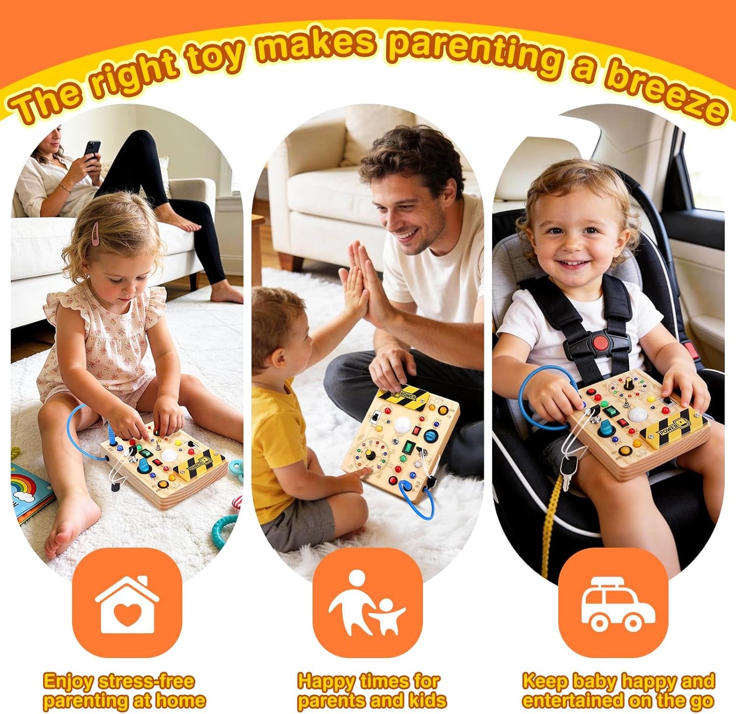 Busy Board for Toddlers - Montessori Educational Toy for 1-3 Year Old Boys & Girls | Travel-Friendly Sensory Learning Activity | Ideal for Kids with Autism(Clocks Busy Board)