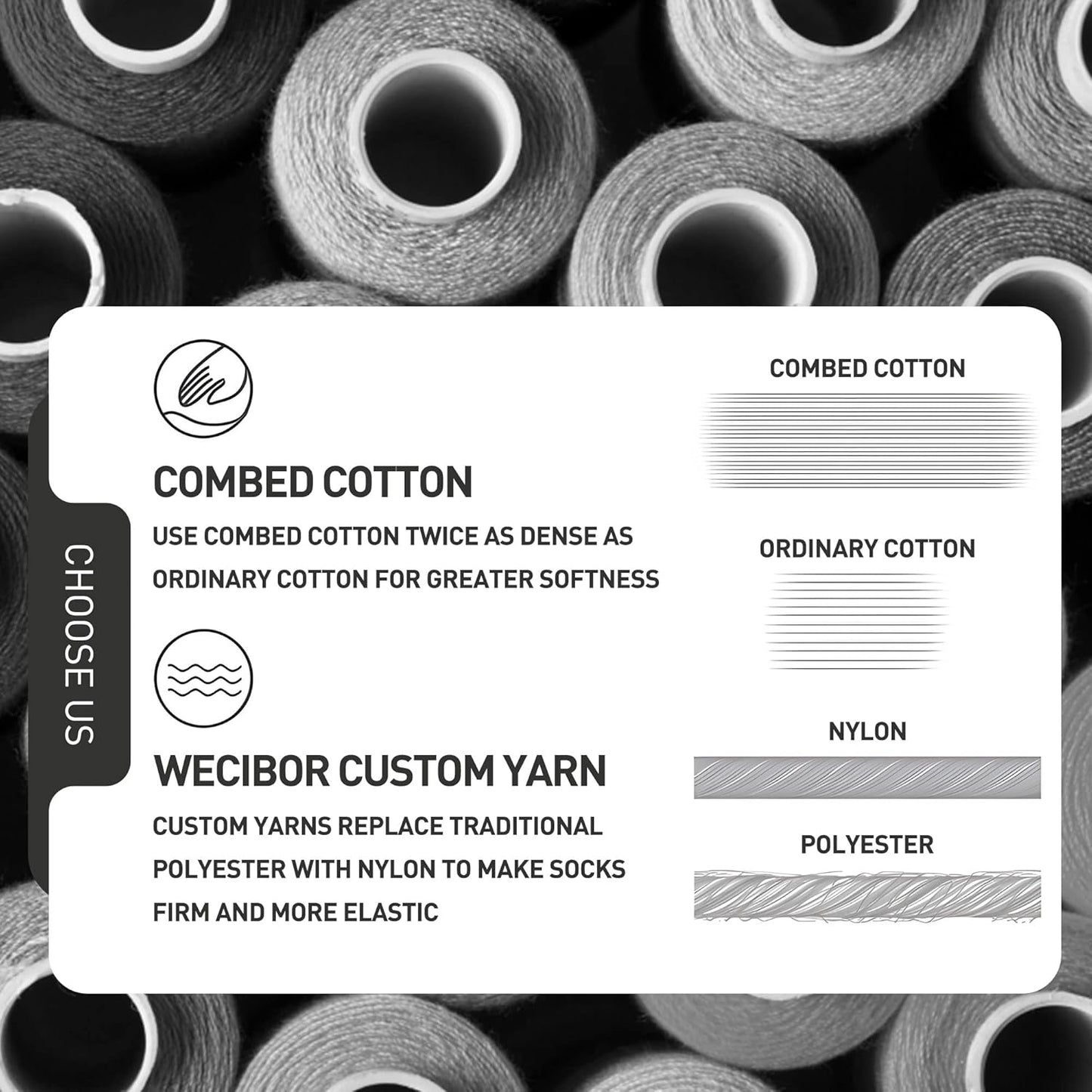 WeciBor Men's Patterned Dress Socks - 6/12 Pairs Seamless Cotton Crew Socks for Business, Office & Daily Wear