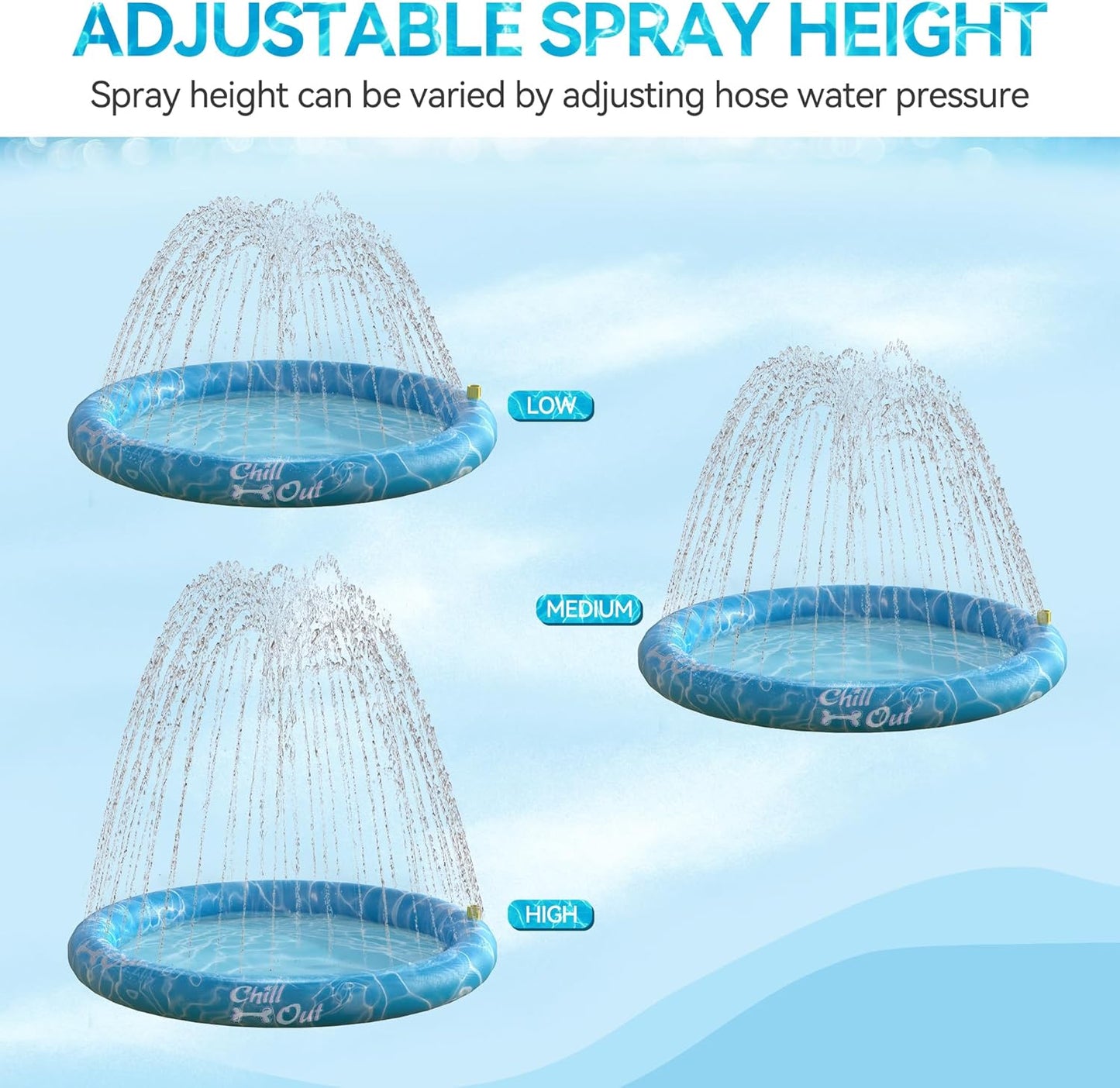 ALL FOR PAWS Splash Pad for Dogs, Outdoor Water Play Dog Sprinkler, 59" Anti-Slip Dog Pool for Dog Bath, Fun Backyard Fountain Play Cooling Mat for Dogs