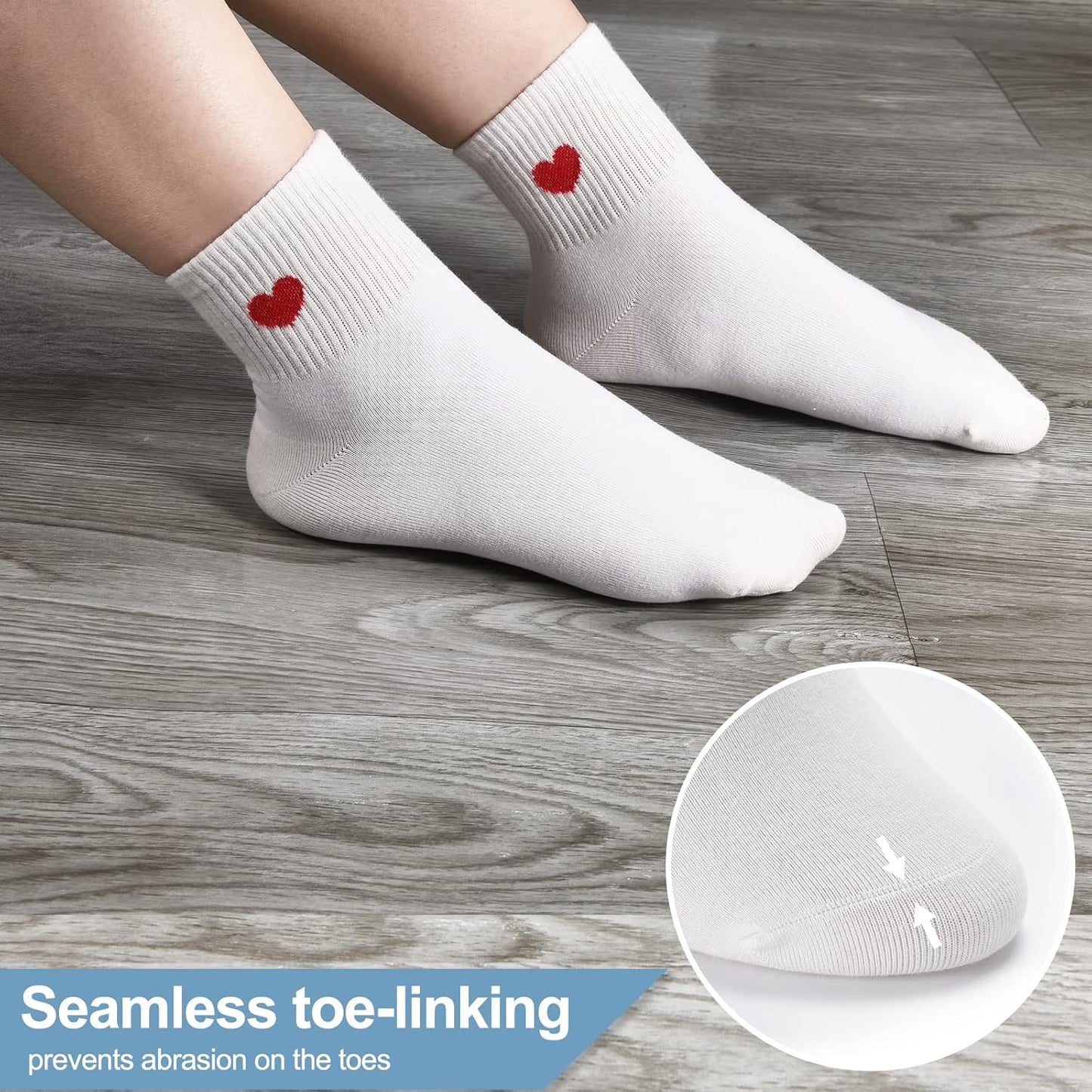 Women's Cute Ankle Crew Socks - Novelty Fun Heart Cotton Casual Athletic Running Socks-6Pairs