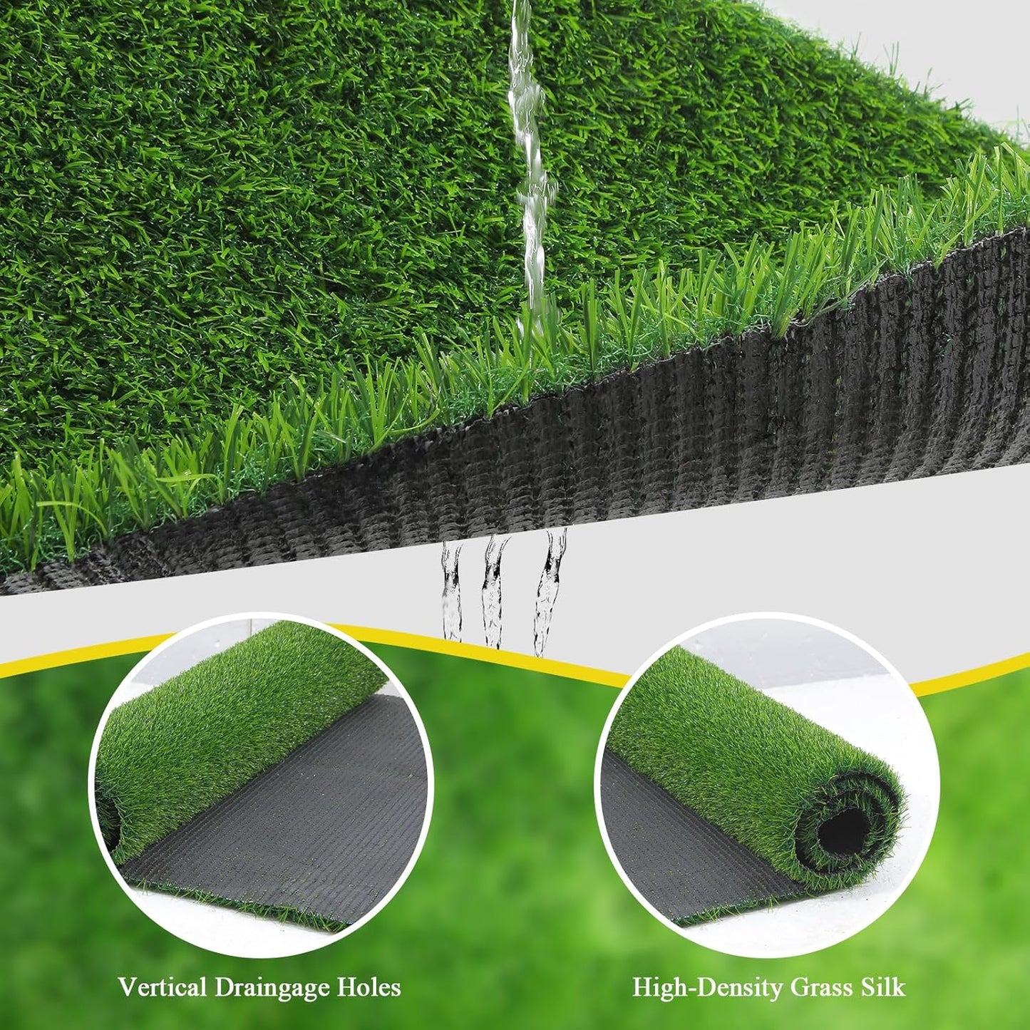 Bsmathom Artificial Grass Rug Indoor Outdoor Rug, 3x5Ft Dog Grass Mat with Drainage Holes, Synthetic Artificial Grass Turf Fake Grass Rug for Balcony Garden Lawn Landscape, 3x5Ft
