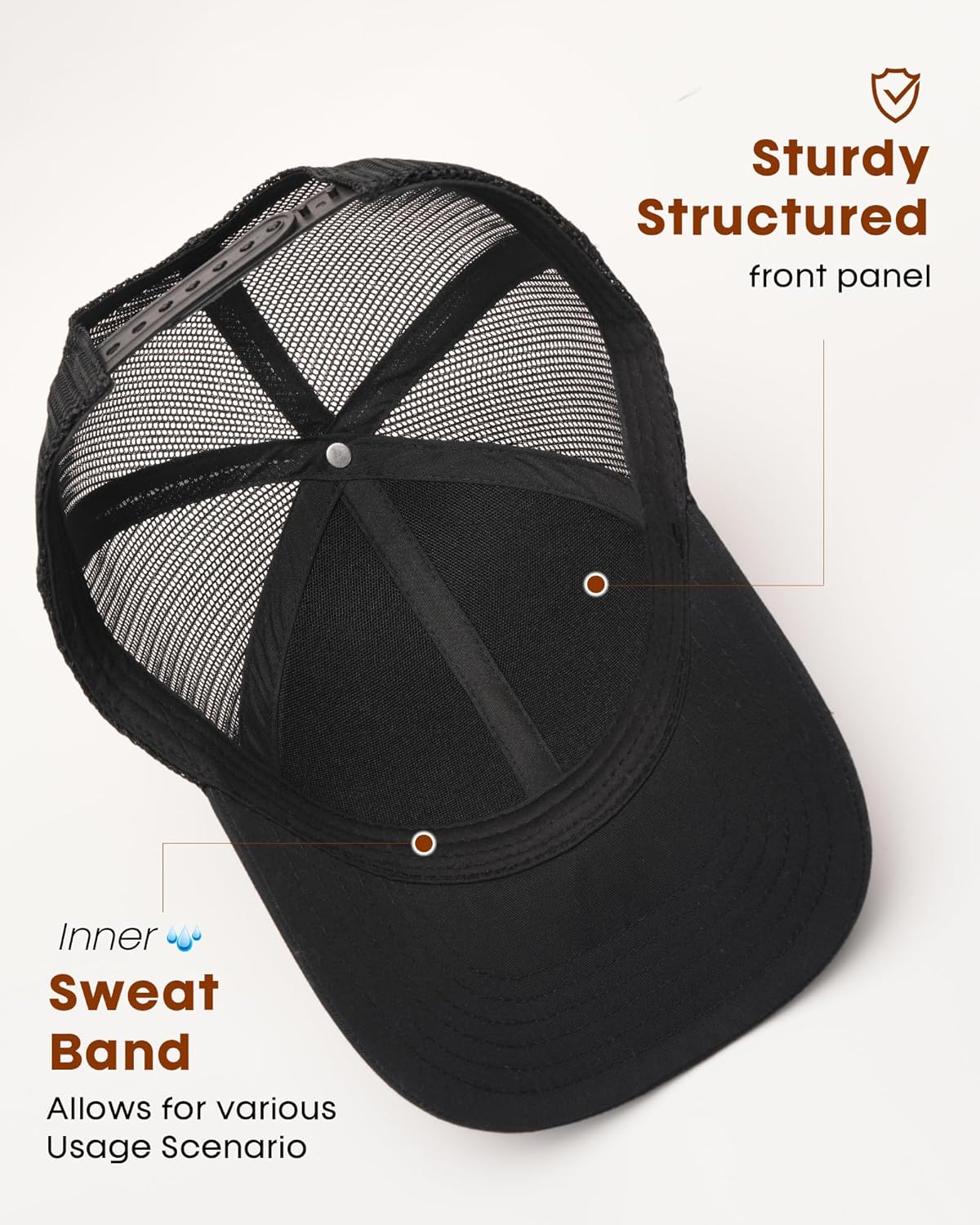 FURTALK Mens Trucker Hat Structured Mesh Baseball Cap Adjustable Classic Mens Hat