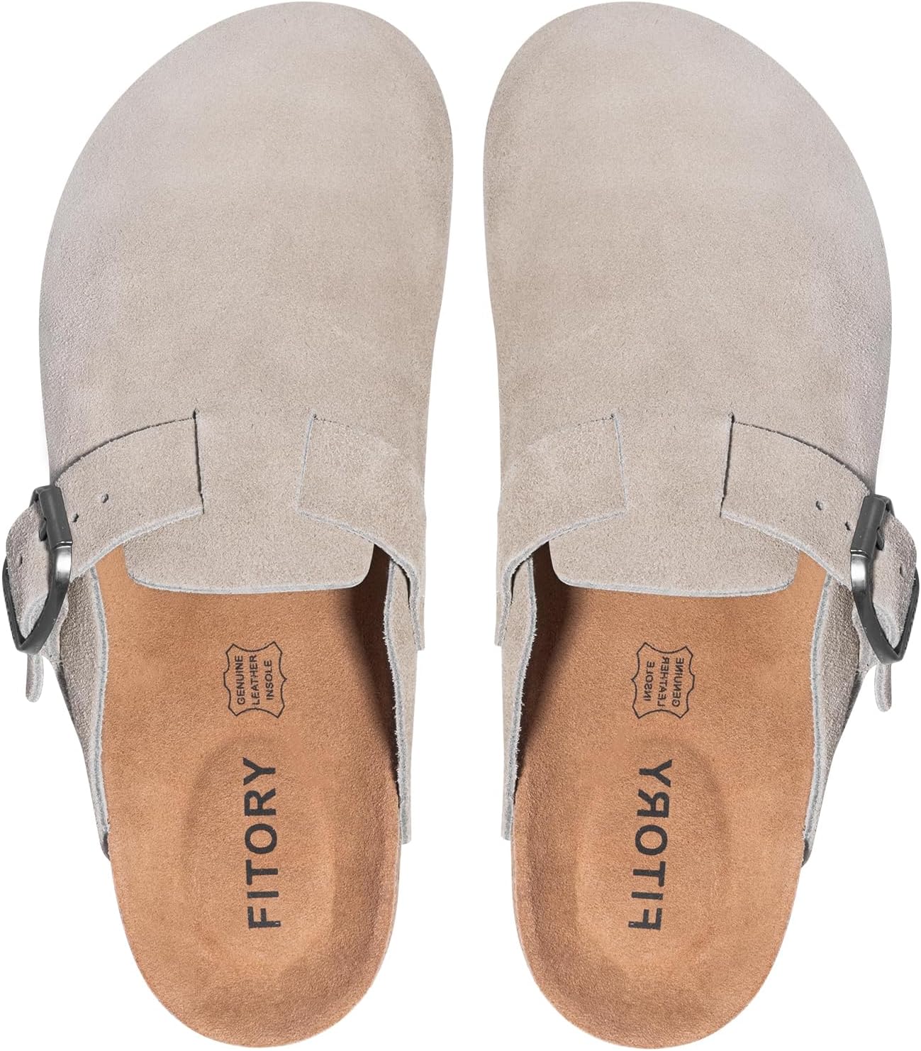 FITORY Mens Suede Clogs with Arch Support，Leather Cork Footed Mules Size 7-14