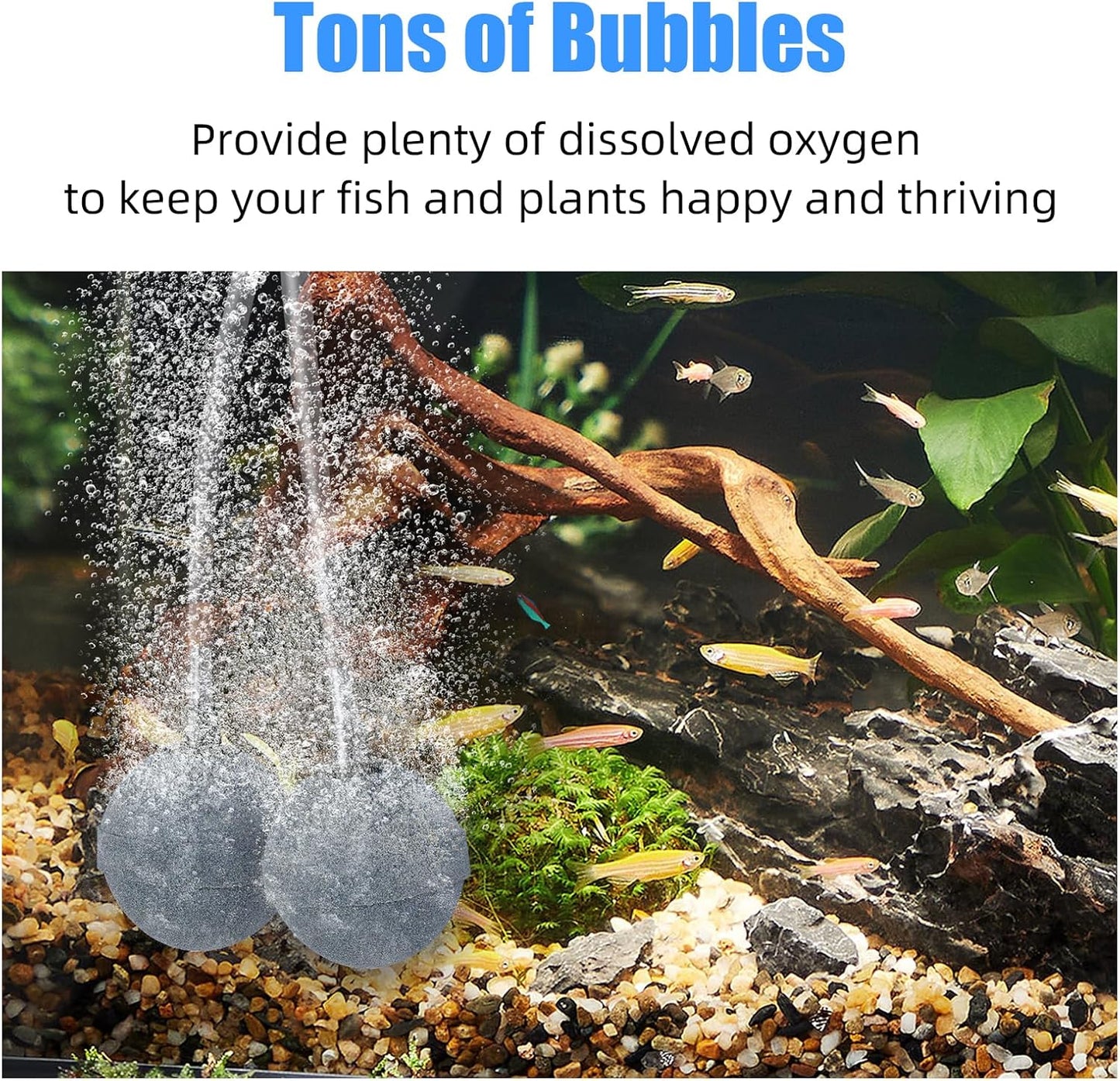 AQUANEAT Air Stones for Ponds 2 Inch, Long Lasting Aerator Oxygen Diffuser, Air Pump Accessories for Aquariums, Fish Tanks, Hydroponics and DWC Reservoirs 4 Pack