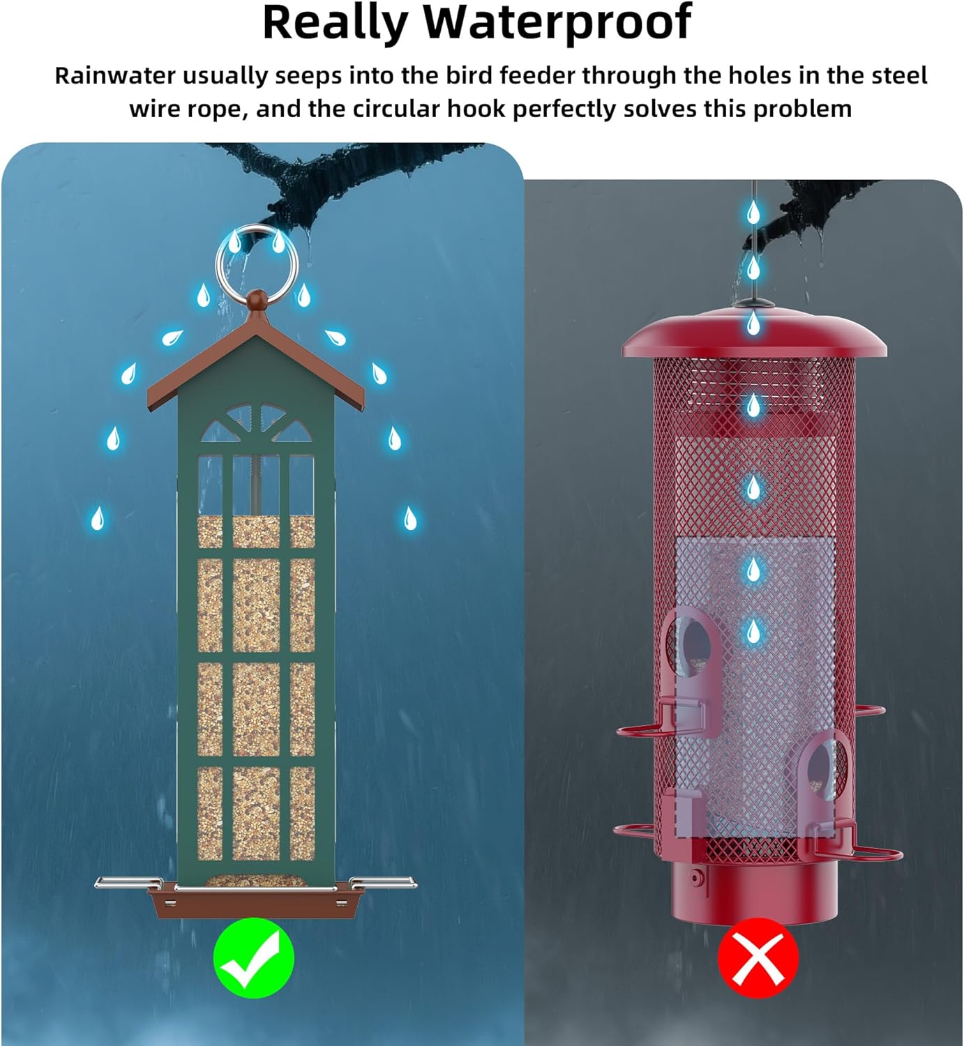 Metal Bird Feeder Bird Feeders for Outdoors Hanging,Waterproof and Rust-Proof,Easy Cleaning,Wild Bird Feeders Attracting Chickadees Goldfinches Cardinals Finches and Sparrows