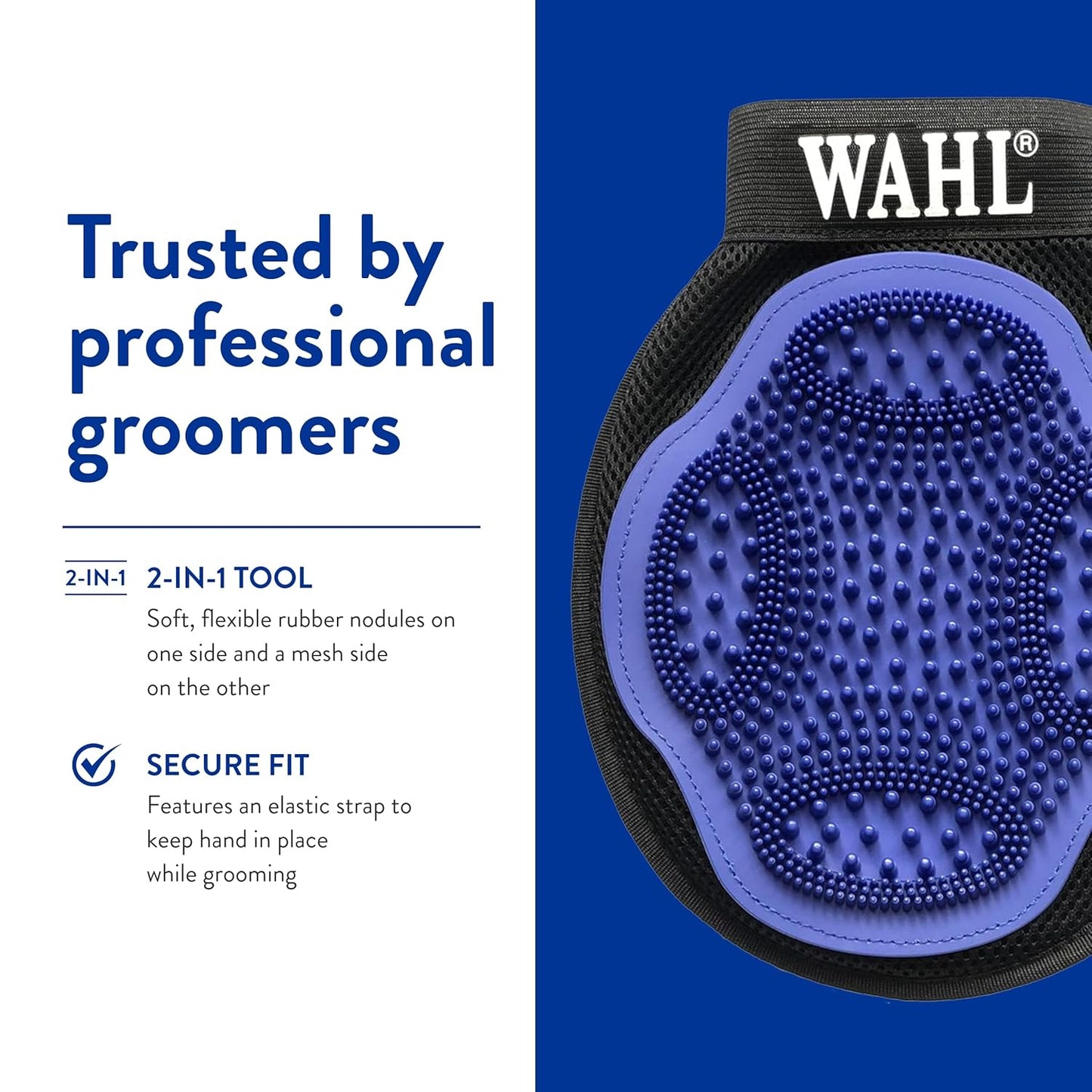 WAHL Professional Animal Equine Grooming Mitt - Flexible Rubber Brush for Horse Care