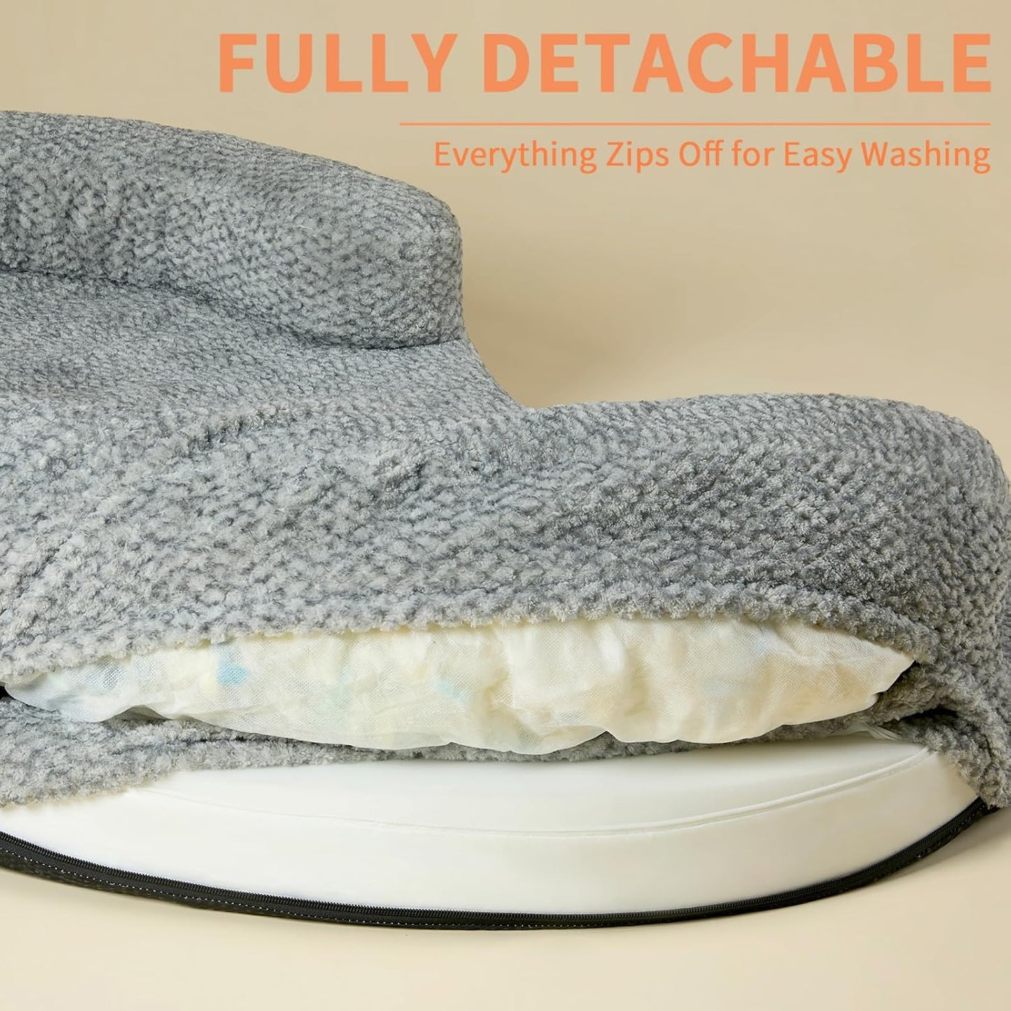 Orthopedic Memory Foam Dog Bed for Small Dogs - Washable & Waterproof & Removable Cover - Round Calming Dog Bed for Anxiety Relief(35 x 24 x 8 Inch)