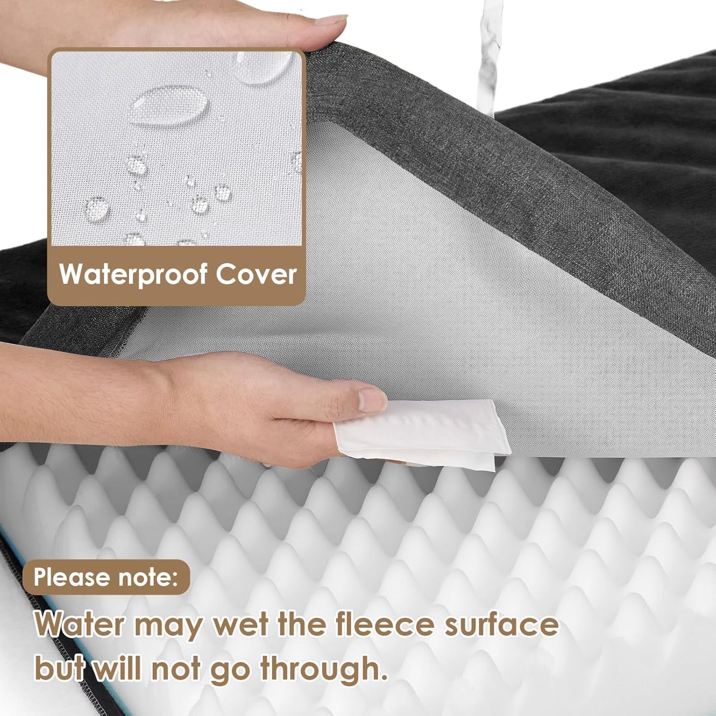 EHEYCIGA Waterproof Dog Bed Orthopedic 35"x23", Memory Foam Pet Bed for Larged Size Dogs, Washable Pet Mat with Removable Cover, Dark Grey