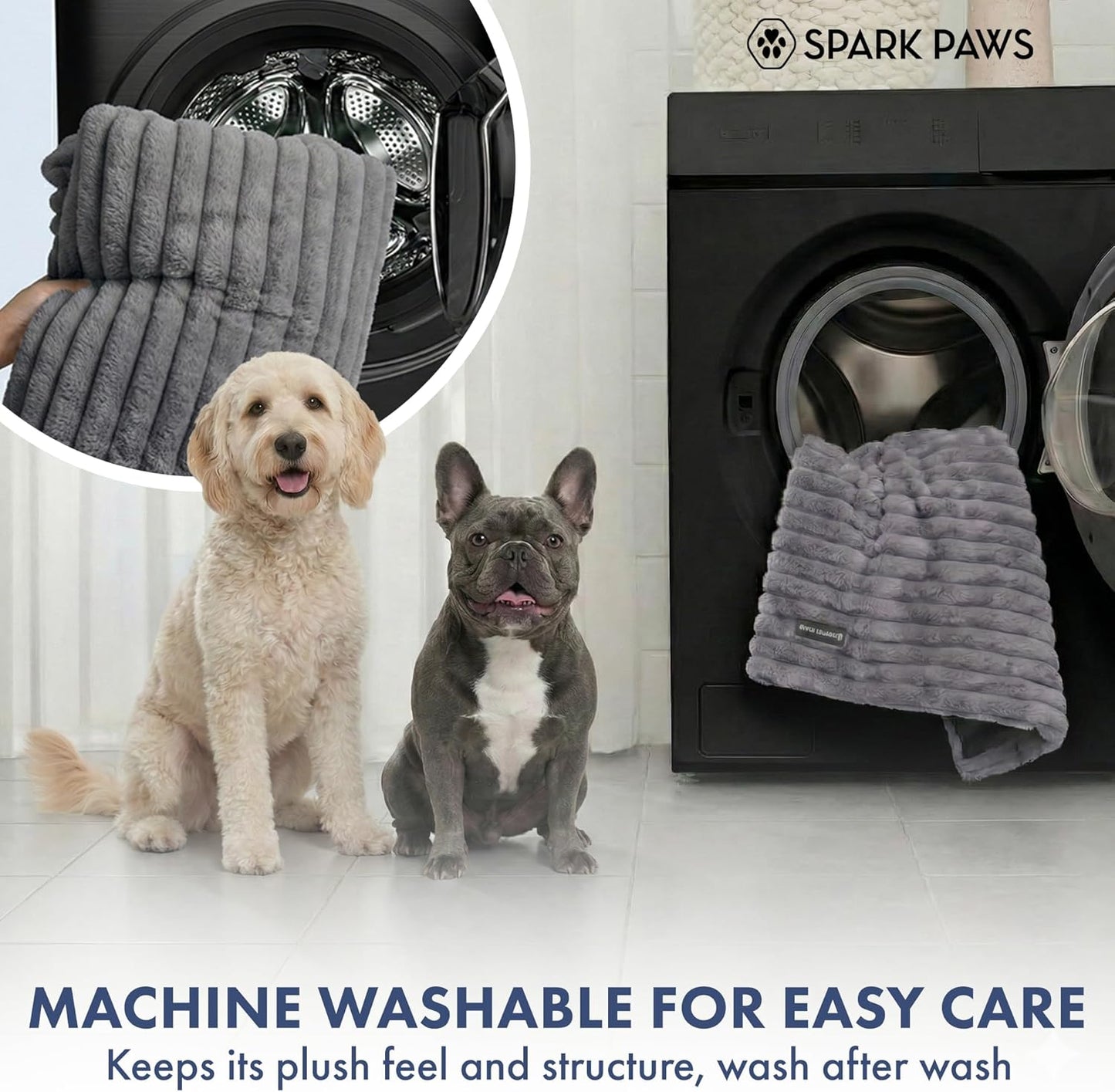 Spark Paws Luxury Dog Couch Cover Bed, Calming Pet Furniture Protector for Large & Small Dogs, Washable Bolster Dog Bed for Couch, Sofa & Bed - Grey, XL