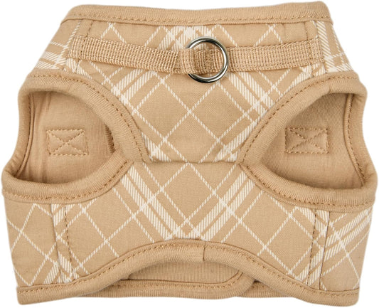 Puppia Corwin Dog Vest Harness B (Step-in) Fashionable Checkered Pattern Spring Summer Harness for Small and Medium Dogs, Beige, Large