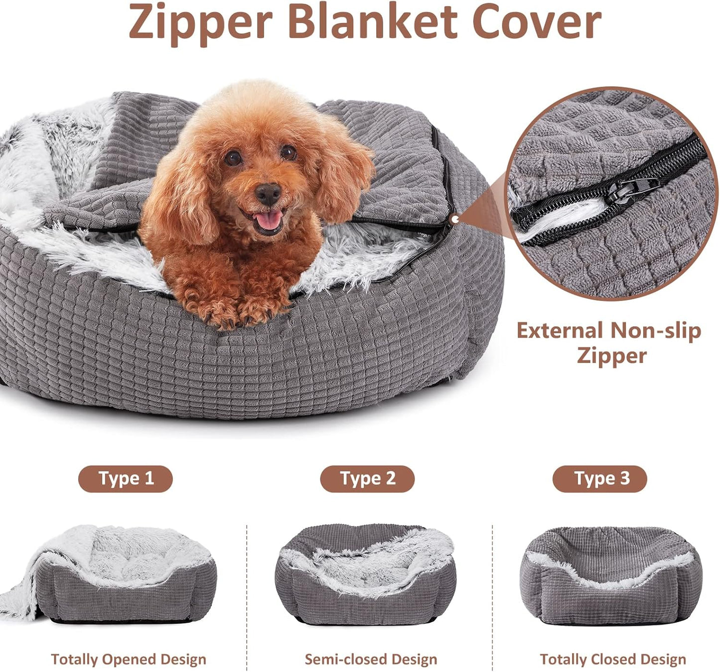 MIXJOY Dog Beds for Small Dogs, Rectangle Cave Hooded Blanket Puppy Bed, Luxury Orthopedic Cat Beds for Indoor Cats, Warmth and Machine Washable (20 inches, Grey)