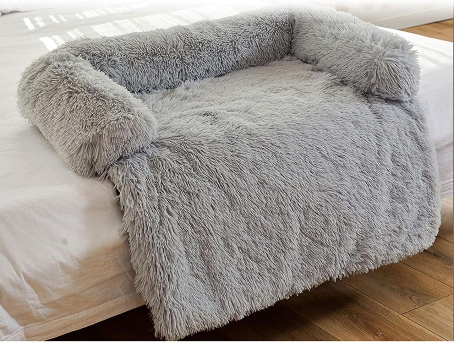 Dog Beds for Car Trunk Couch Bed Floor Soft and Comfortable Semi-Surrounding Plush Dog Bed for Small Medium Large Extra Large Dogs or Cats Removable Washable (Color : Gray-02, Size : Small)