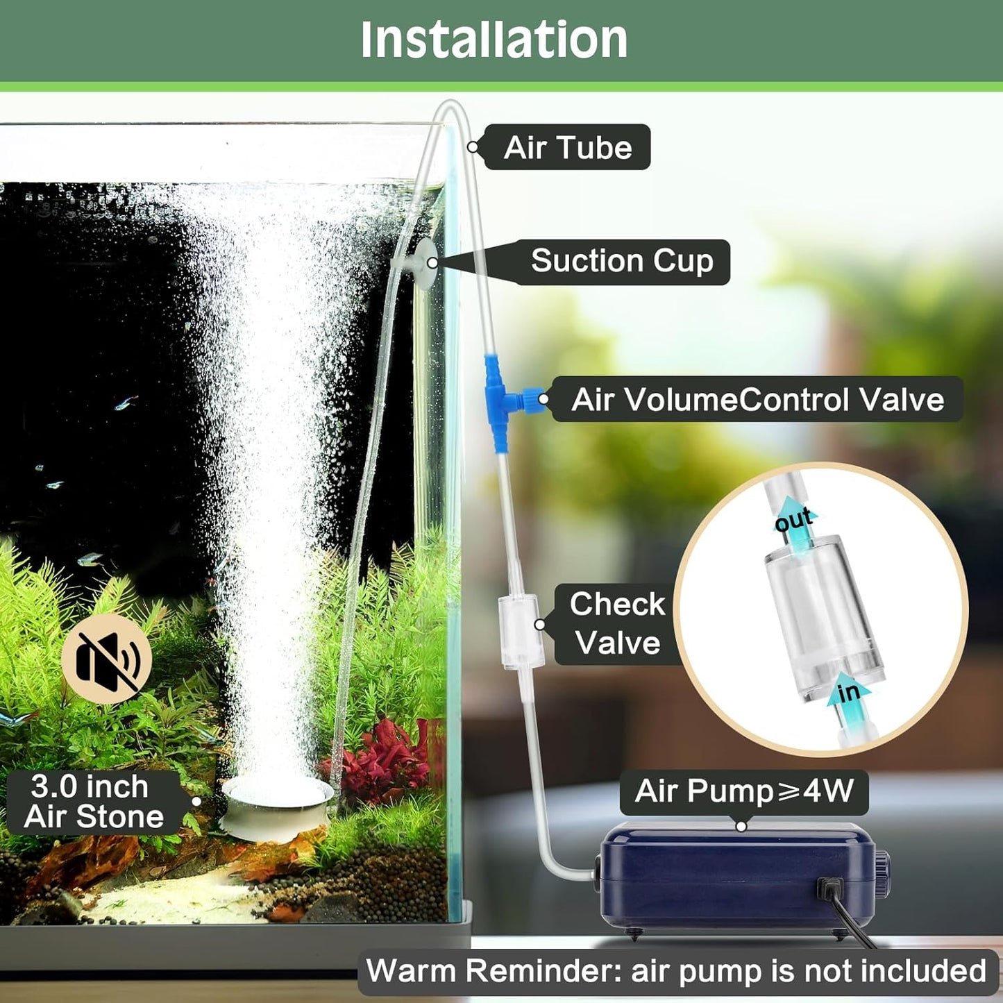 hygger Aquarium Air Stone Fish Tank Bubbler Quiet Ultra High Dissolved Oxygen Stone Fish Tank Air Stone Nano Bubble Airstone Stainless Steel Air Stones for Aquarium Fish Tank and Hydroponics-3.0inch