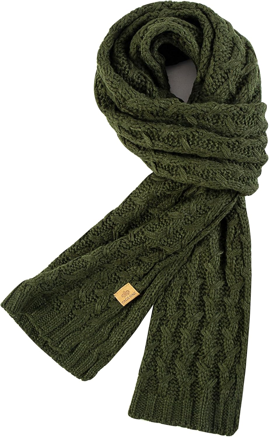 PAGE ONE Women's Ribbed Knit Scarf Winter Warm Long Big Wrap Cashmere Wool Thick Large Chunky Scarf for Women